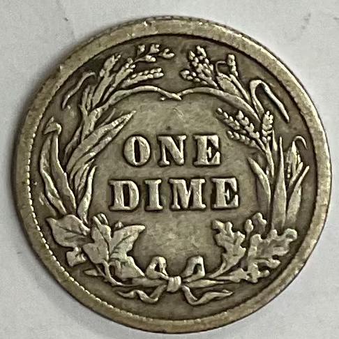 1906 Barber Silver Dime, Very Fine Circulated Coin, Store #DE0946