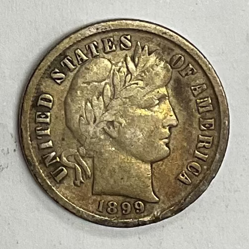1899 Barber Silver Dime, Very Fine Circulated Coin, Store #DE0947