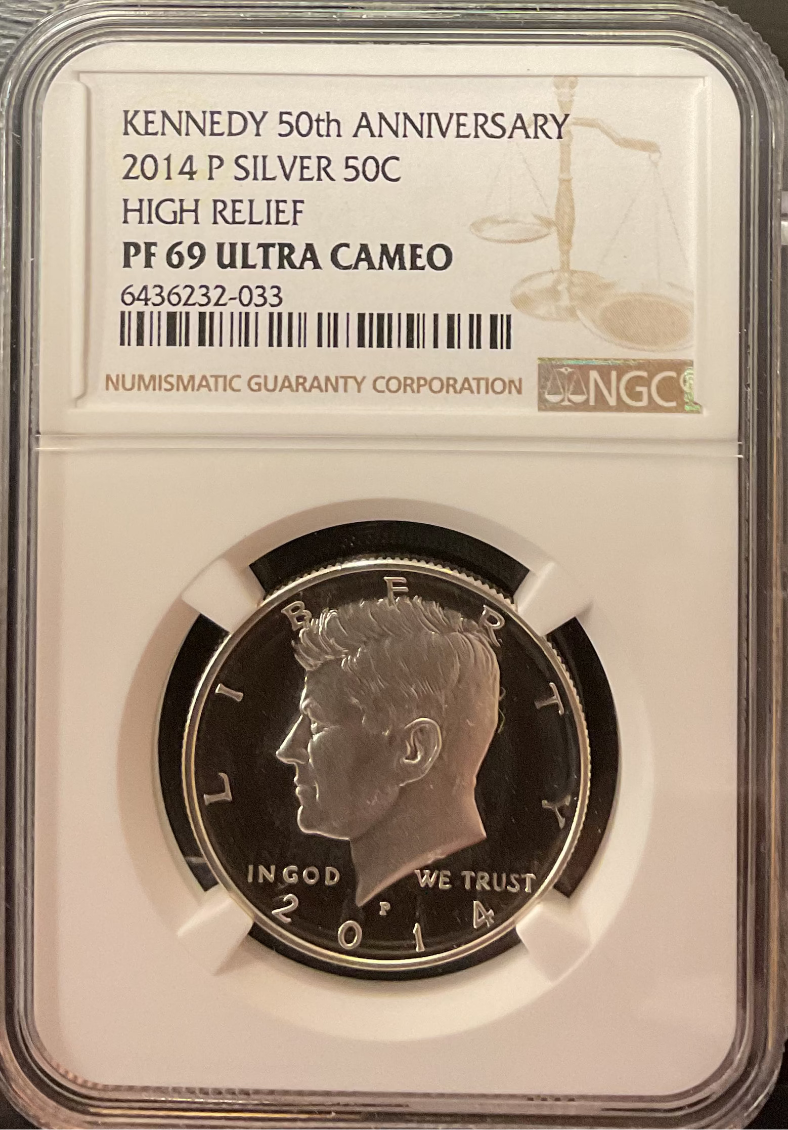 2014-P Kennedy Silver Half Dollar., 50th Anniversary, NGC PF69., Store #HR1943
