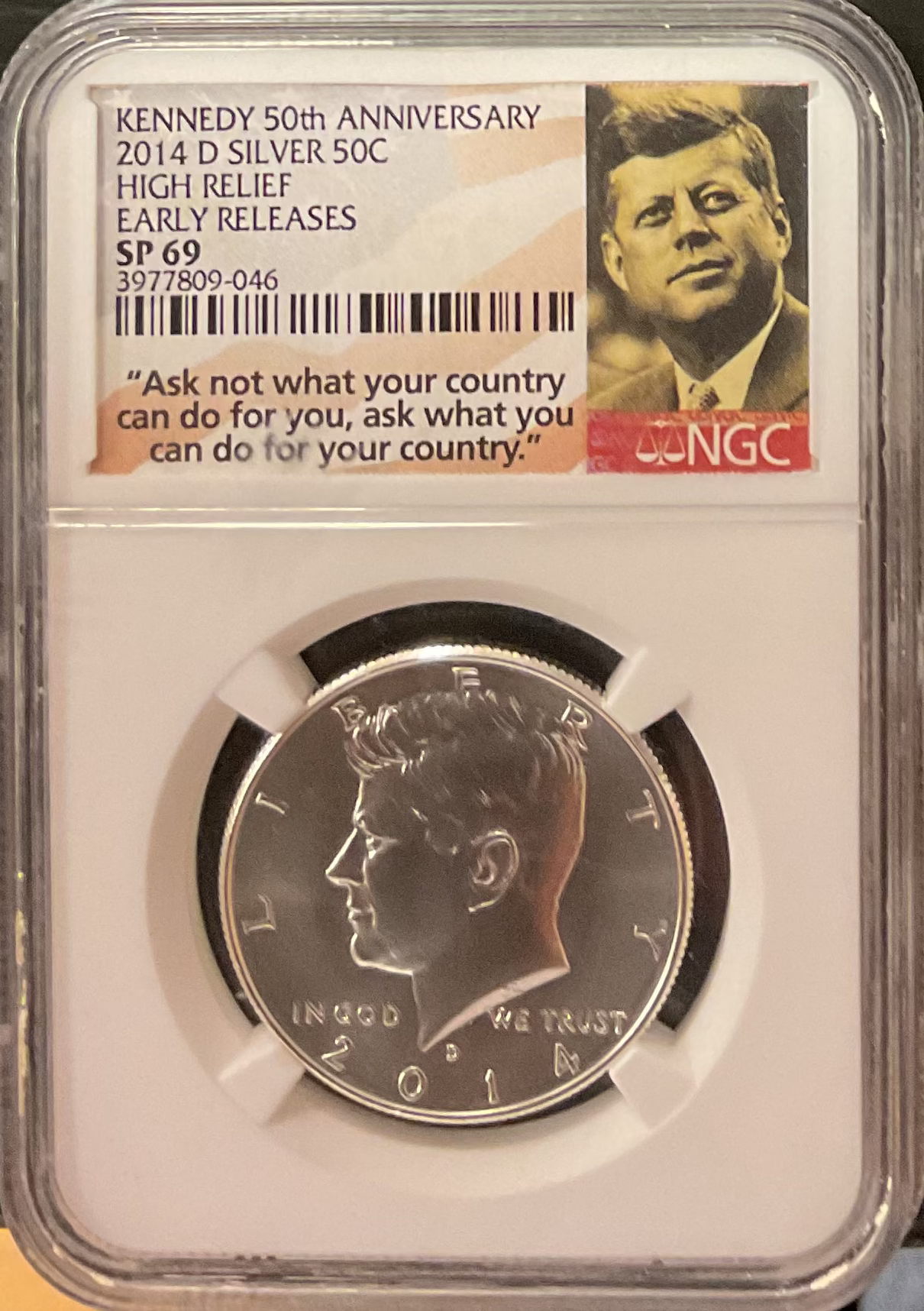 2014-D Kennedy Silver Half Dollar., 50th Anniversary, NGC SP69., Store #HR1946