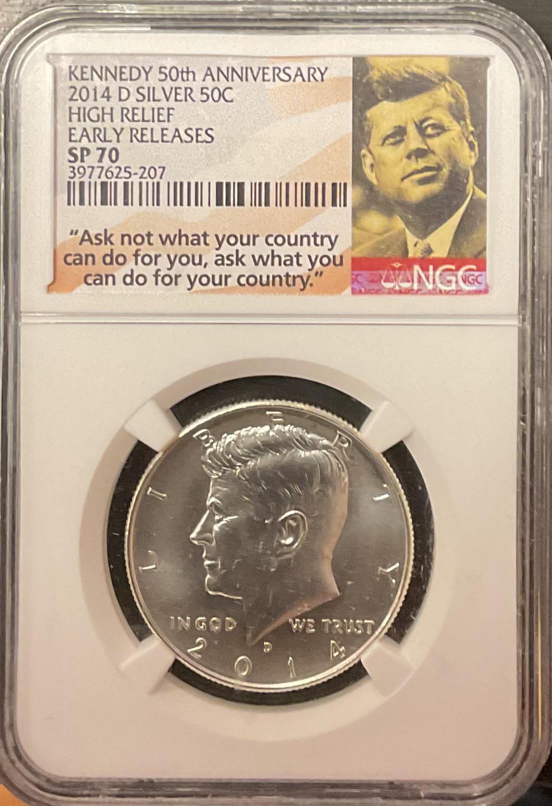 2014-D Kennedy Silver Half Dollar, 50th Anniversary, NGC SP-70., Store #HR1942