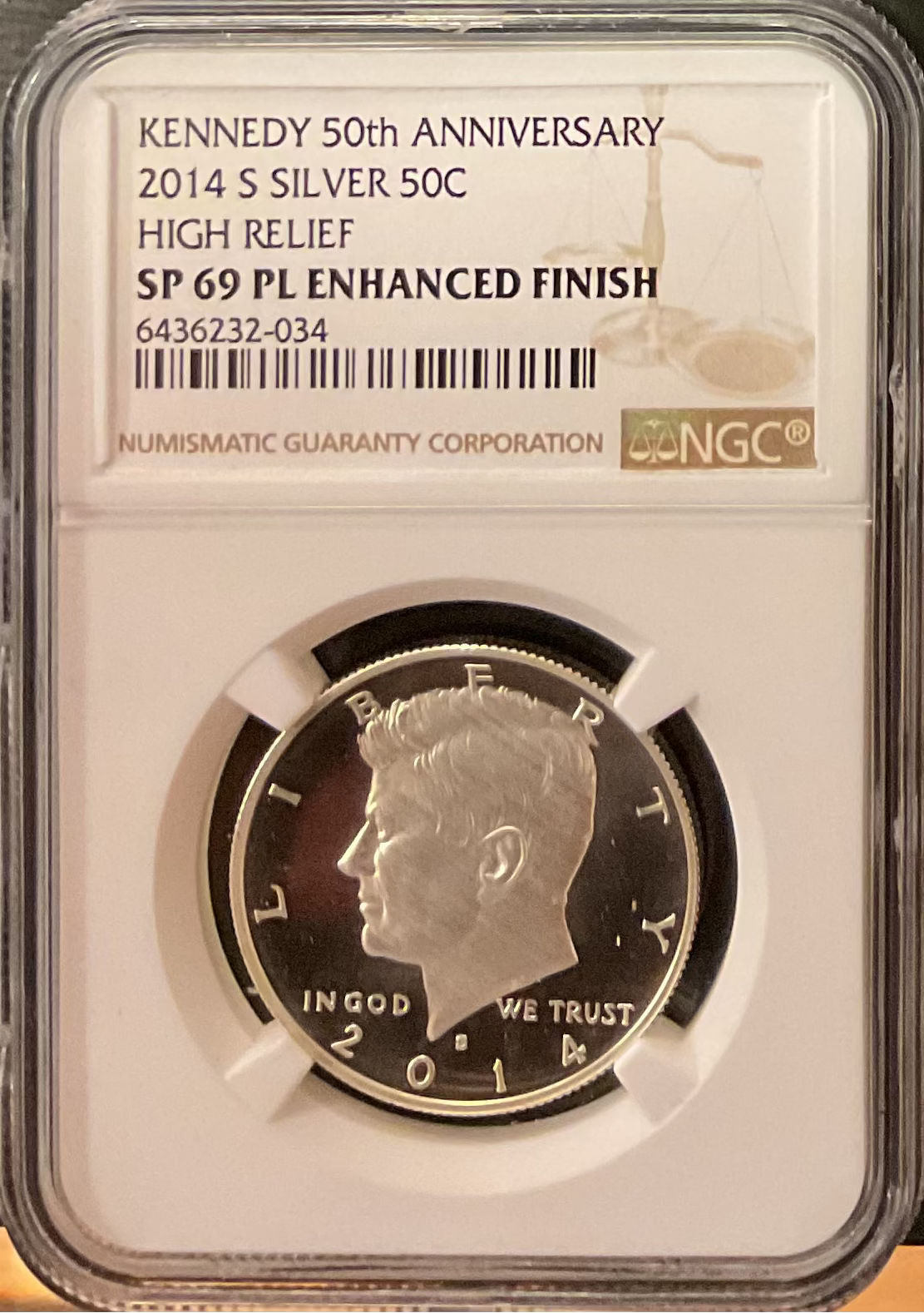 2014-S Kennedy Silver Half Dollar, 50th Anniversary, NGC SP-69., Store #HR1949
