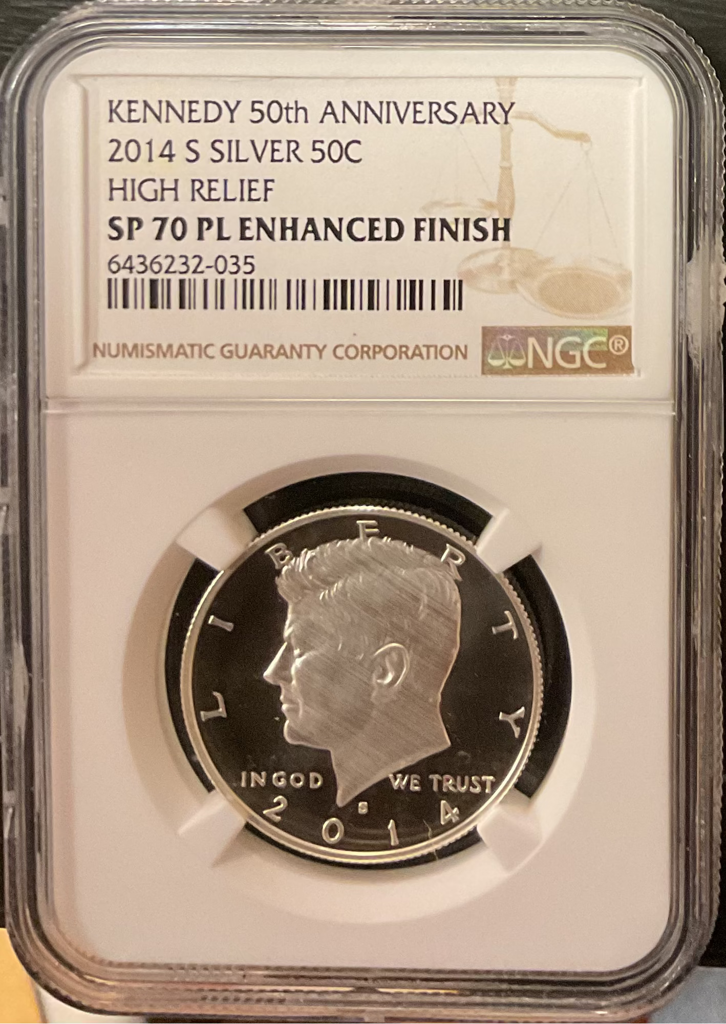 2014-S Kennedy Silver Half Dollar, 50th Anniversary, NGC SP-70., Store #HR1950