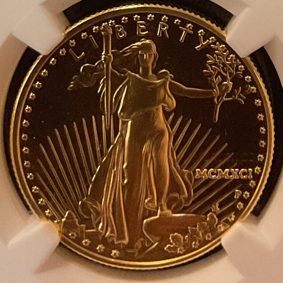 1991-P $25, Proof Gold American Eagle Coin, 1/2 OZT, NGC PF 69, Store #G0003