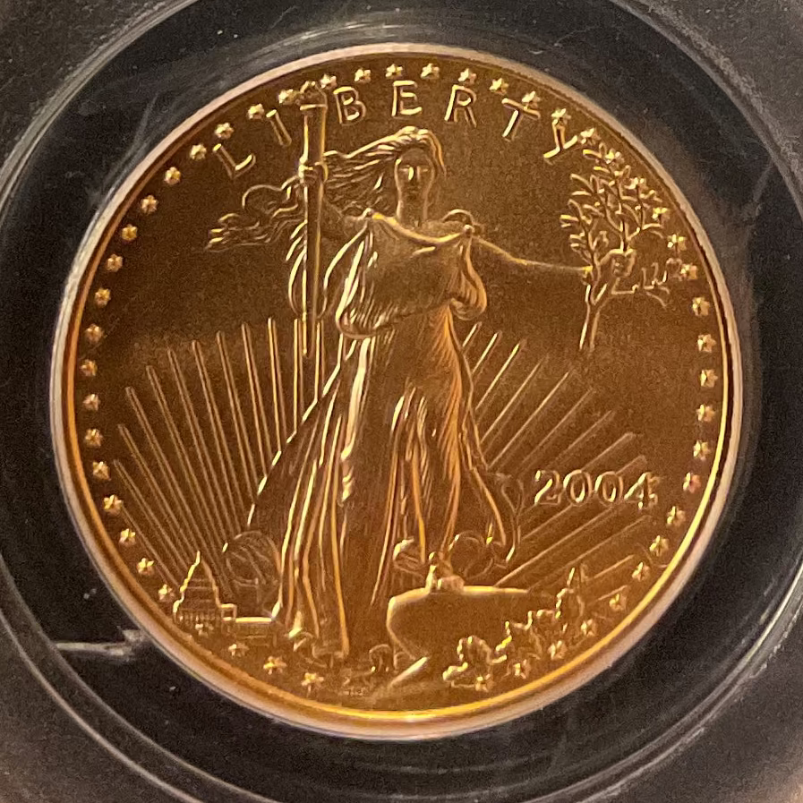 2004 $25, Mint Gold American Eagle Coin, 1/2 OZT, PCGS MS 69, Store #G0004