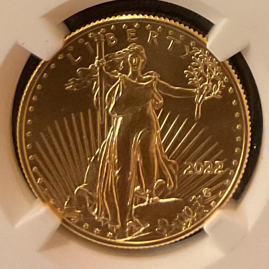 2022 $25, Mint Gold American Eagle Coin, 1/2 OZT, NGC MS 70, Store #G0005