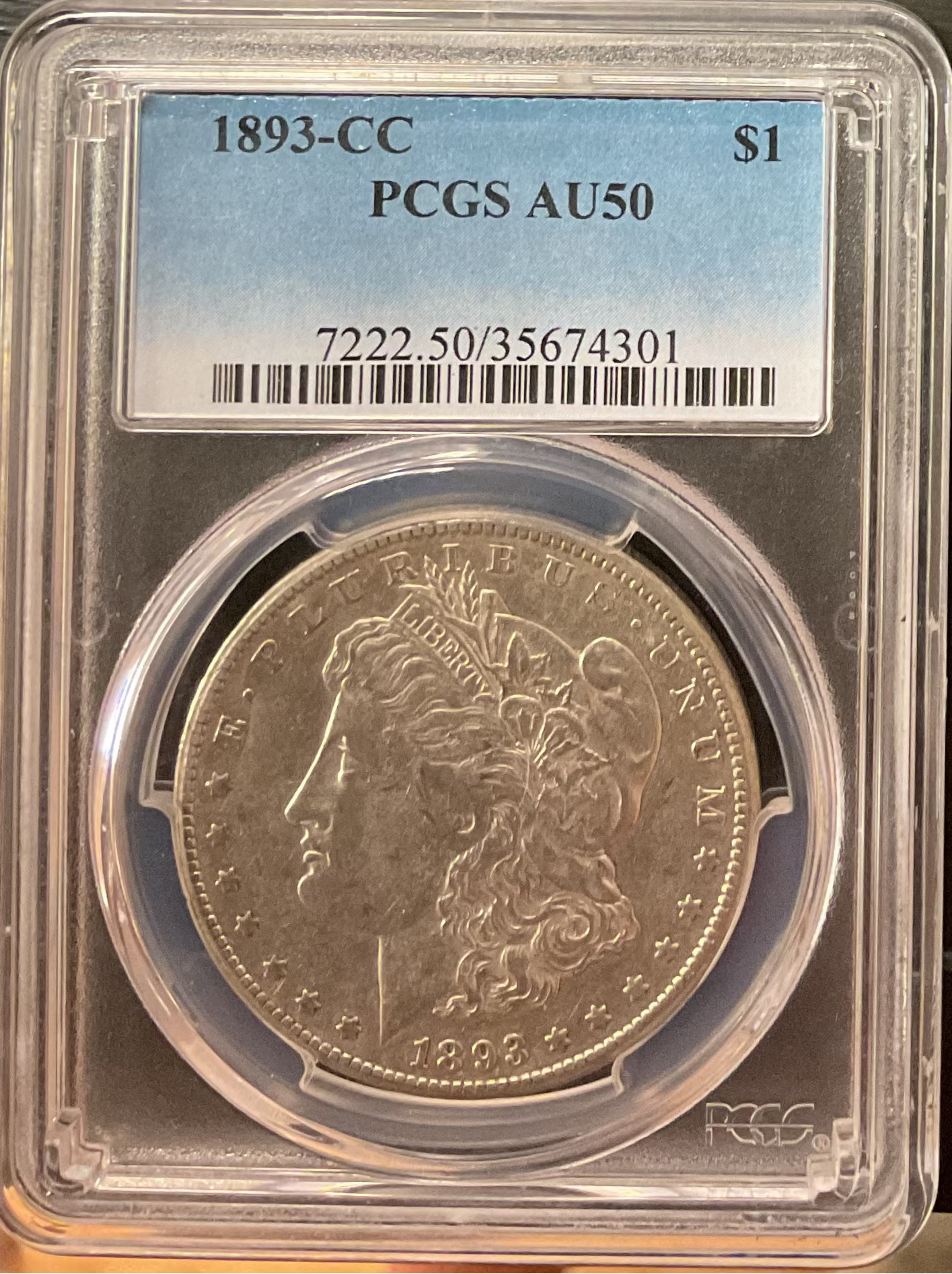 1893-CC Morgan Silver Dollar, PCGS AU-50, Store #DR0698
