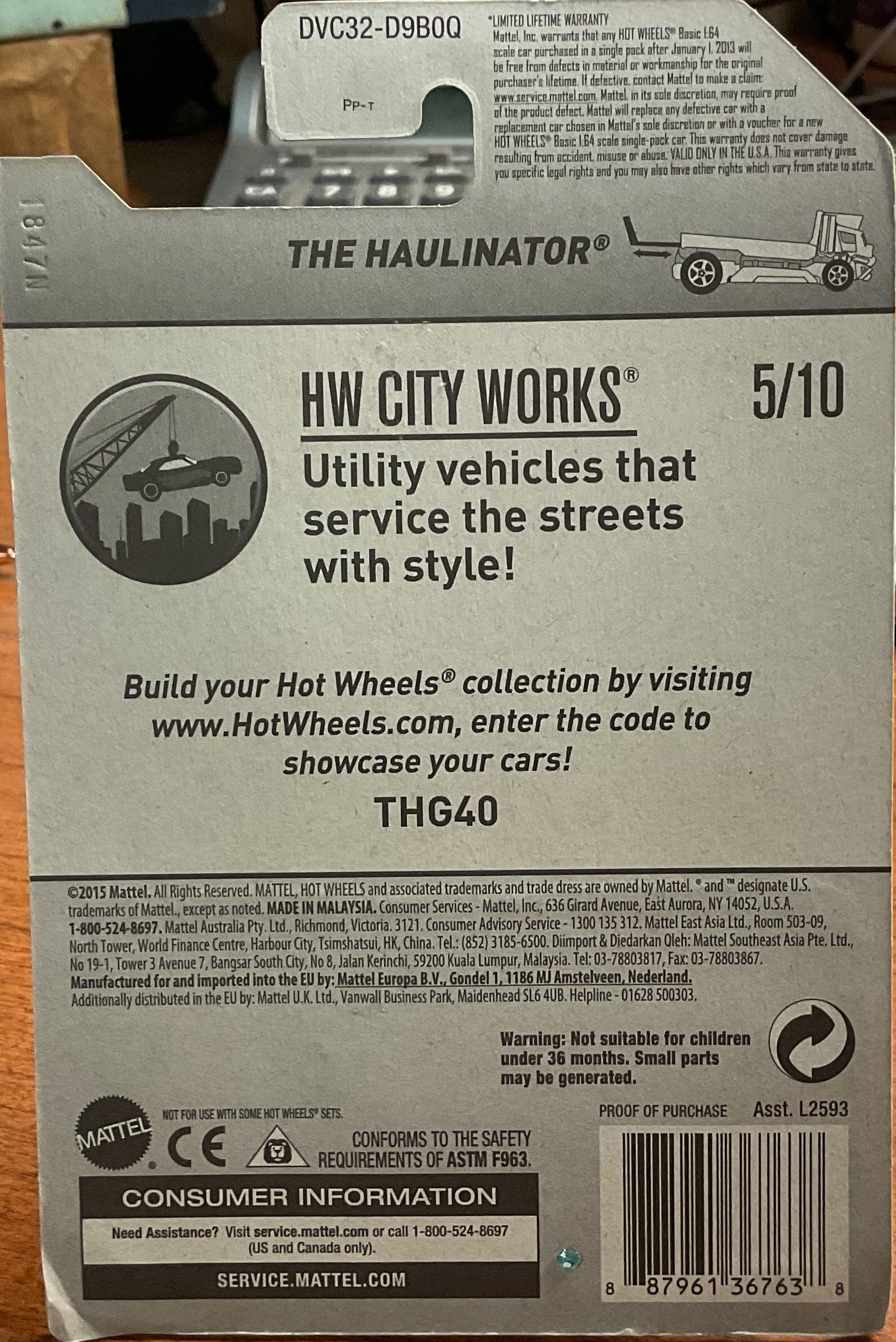 THE HAULINATOR, Hot Wheels Toy Car, DVC32-D9B0Q, 'HW CITY WORKS', Store #TY014