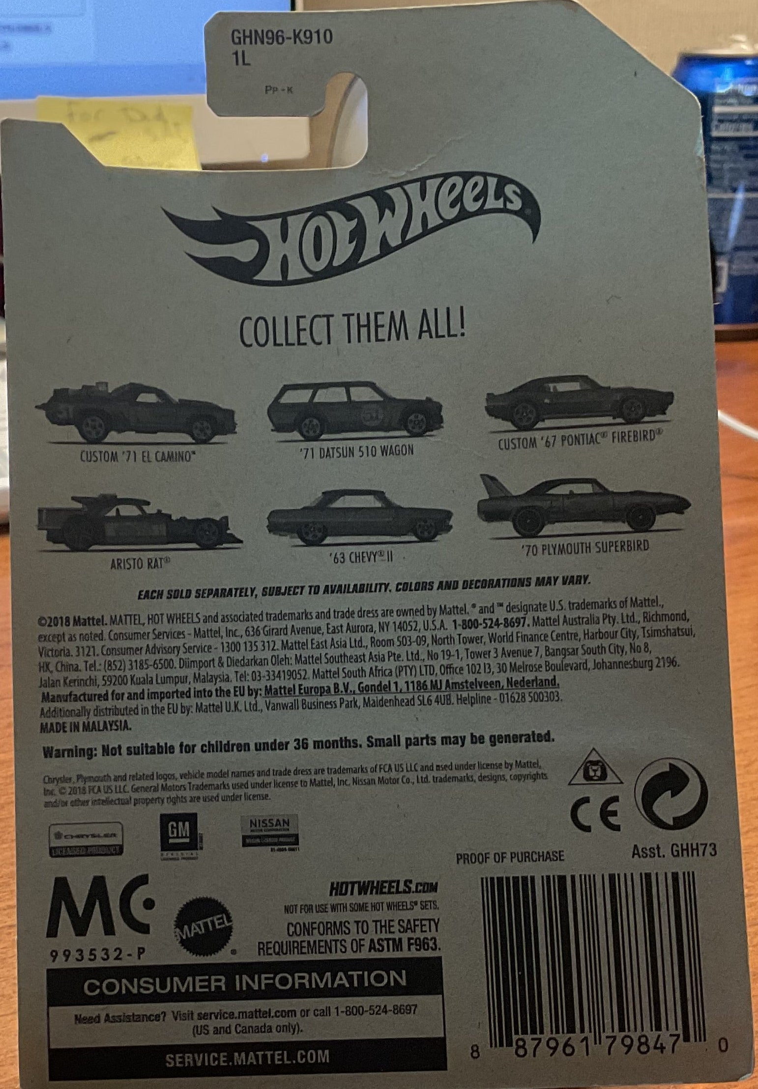 CUSTOM '67 PONTIAC FIREBIRD, Hot Wheels Toy Car, GHN96-K910 1L, Store #TY018