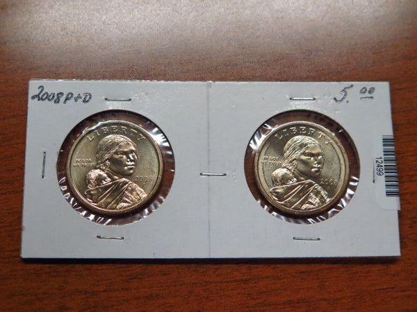2008-P and D Sacagawea $1 Coin Set. Store #12499