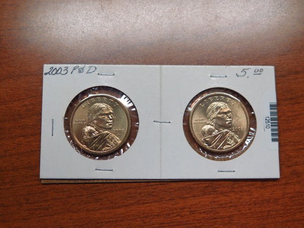 2003-P and D Sacagawea $1 Coin Set. Store #12510