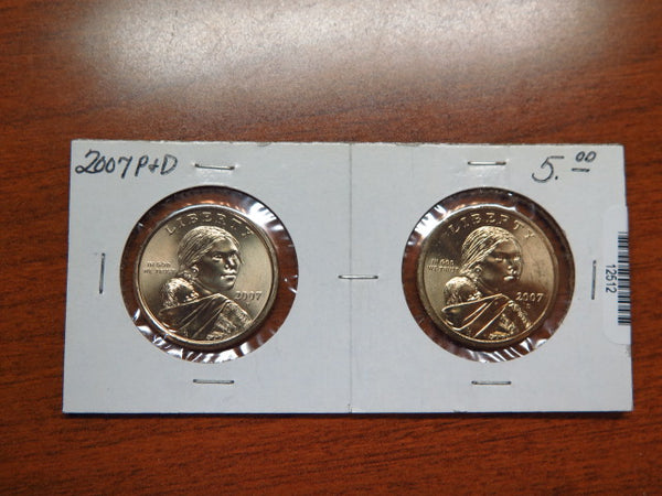 2007-P and D Sacagawea $1 Coin Set. Store #12512