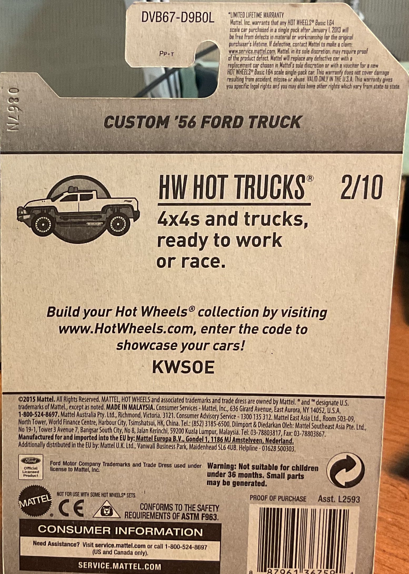 '56 FORD TRUCK, HW HOT TRUCKS, Hot Wheels Toy Car, DVB67-D9B0L, Store #TY099