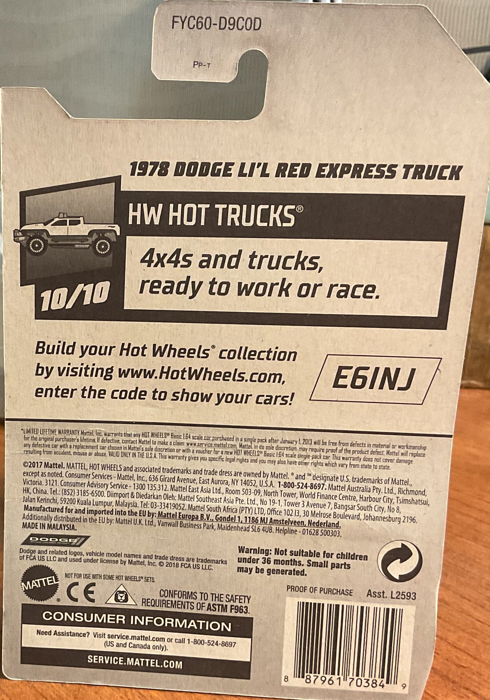 '72 DODGE LI'L RED, HW HOT TRUCKS, Hot Wheels Toy Car, FYC60-D9C0D, Store #TY105