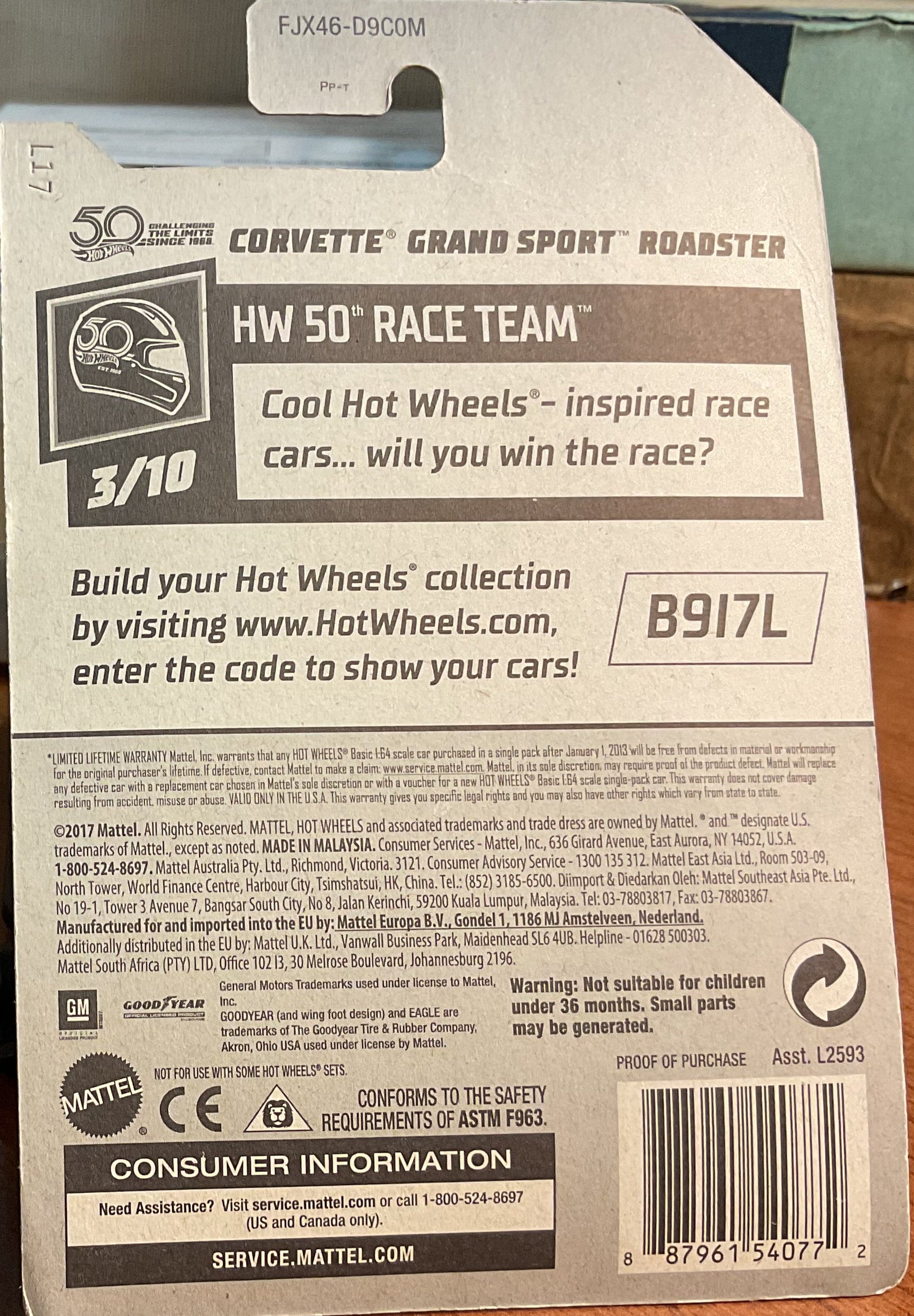 CORVETTE GRAND, HW 50 RACE TEAM, Hot Wheels Toy Car, FJX46-D9C0M, Store #TY111