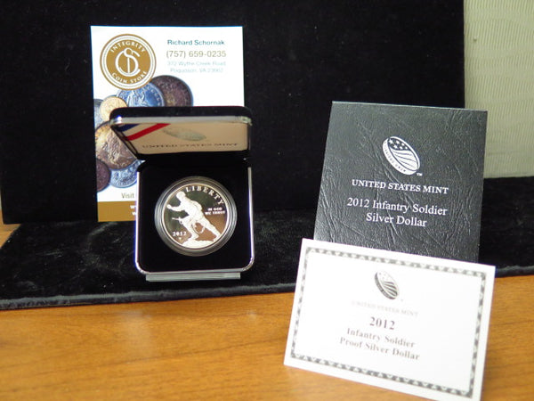 2012-W Infantry Soldier Proof Silver Dollar Commemorative. Original Government Packaging. Store # 12545