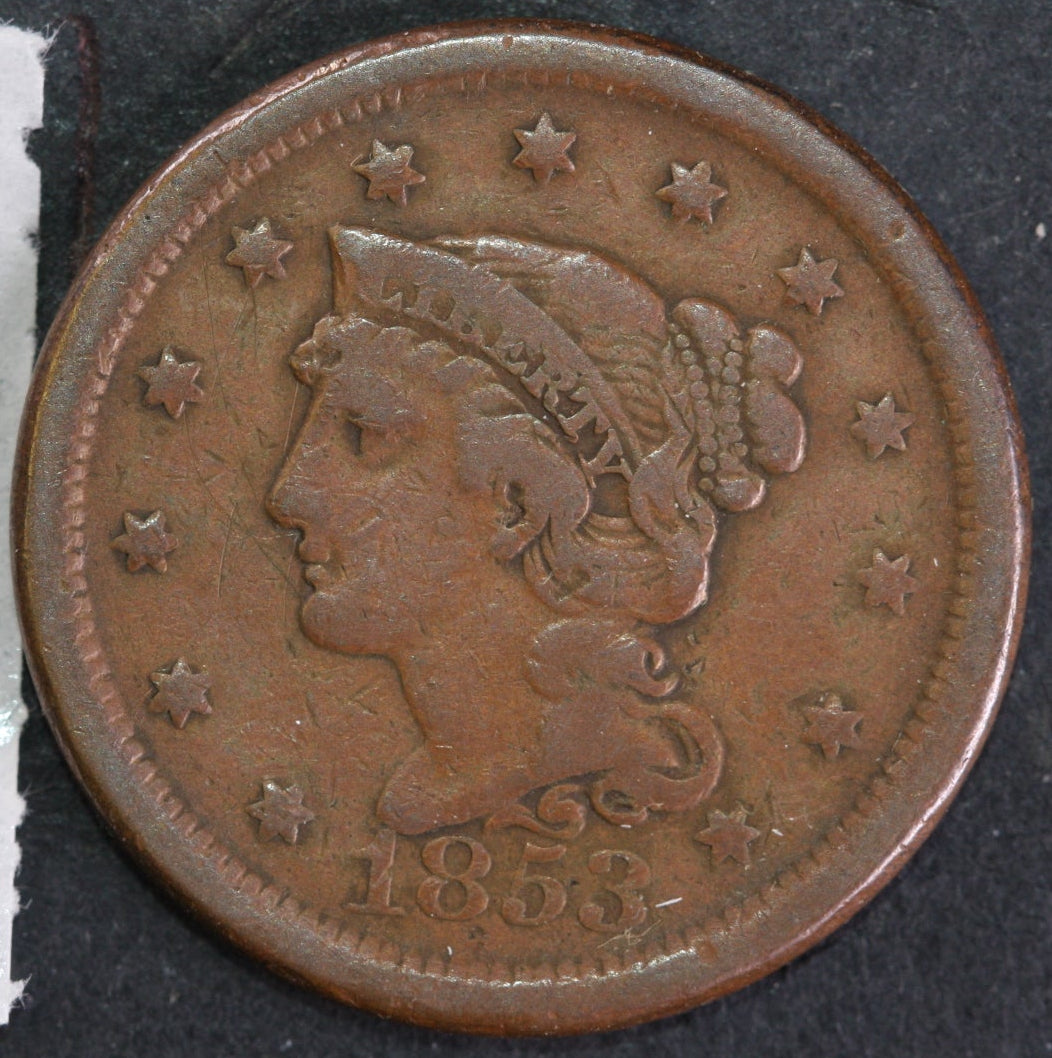 1853 Large Cent, Affordable Circulated Coin, Store Sale #CT1421