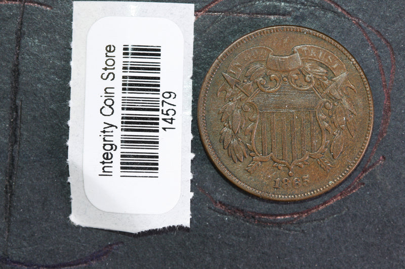 1865 Two Cent Piece. Affordable Collectible Coin, Store