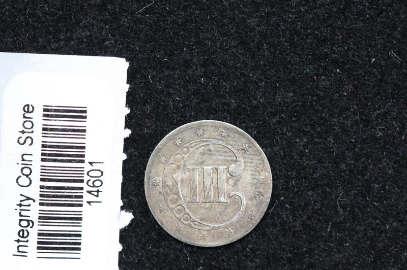 1851 Three Cent-Silver Piece., Affordable Collectible Coin. Store