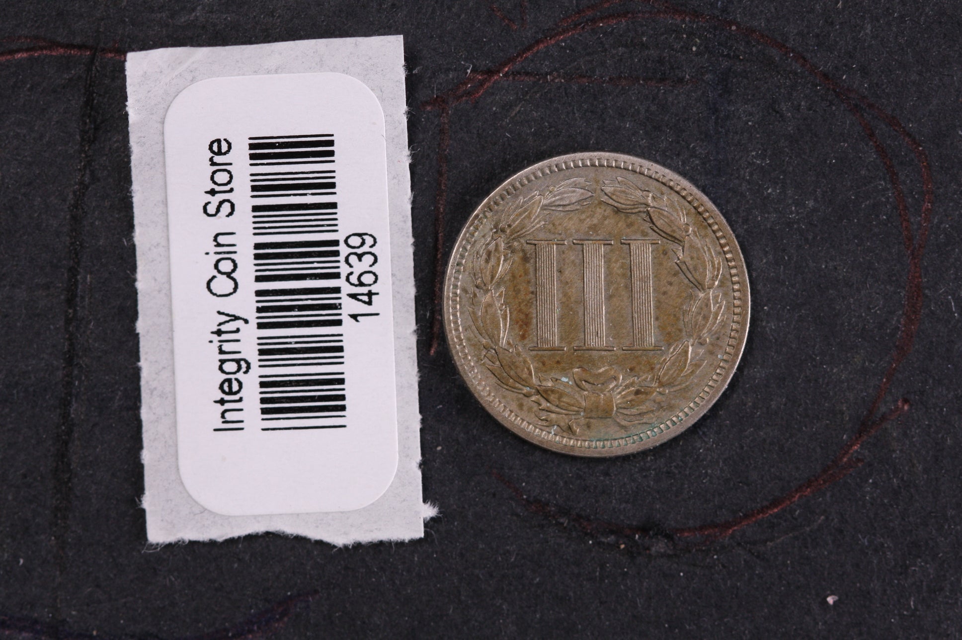 1883 Three Cent Copper Nickel (CN). Affordable Collectible Coin. Store #14639