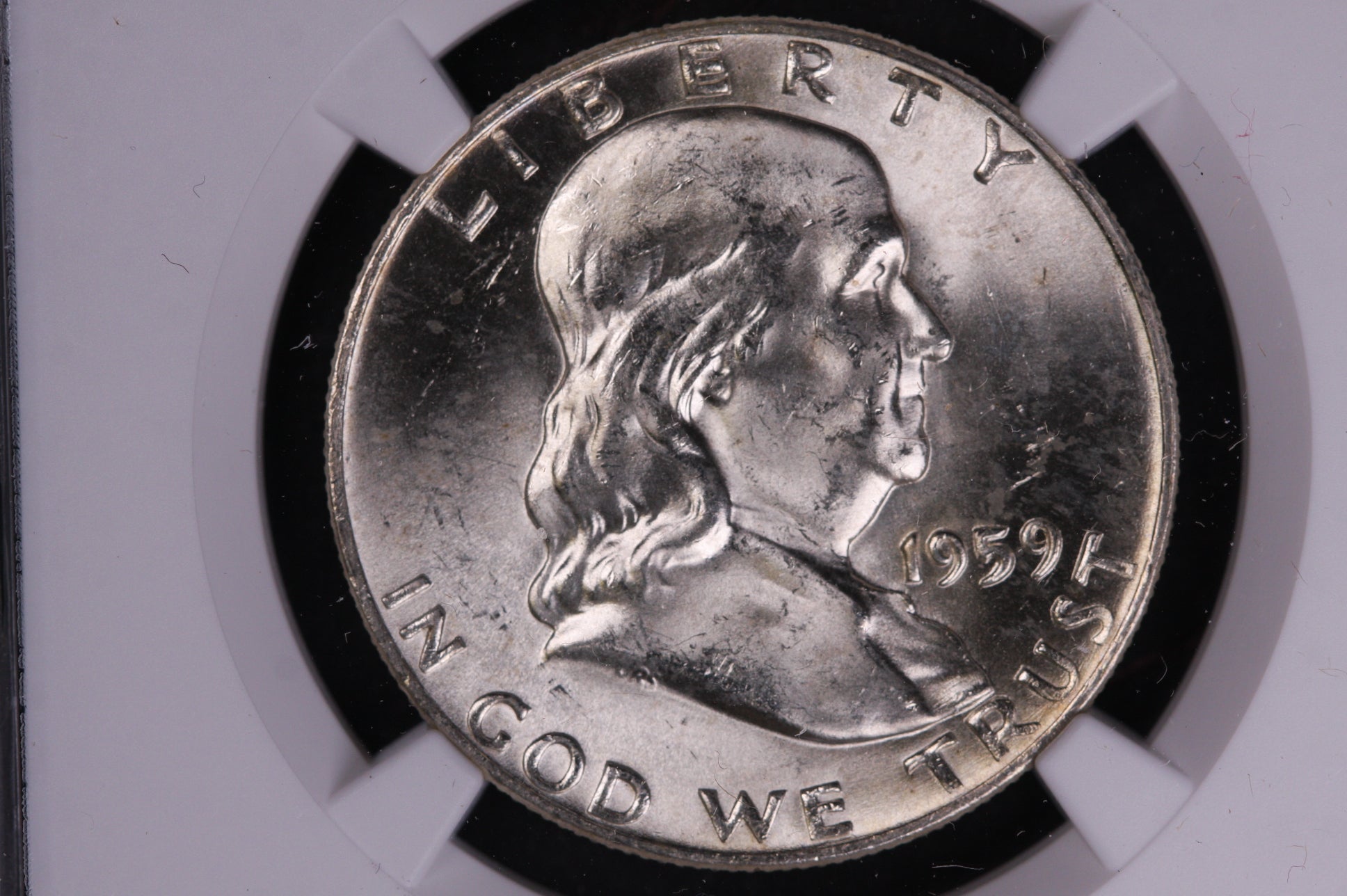 1959-D Franklin Silver Half Dollar, NGC Graded MS 63 FBL Coin, Store #GHR178