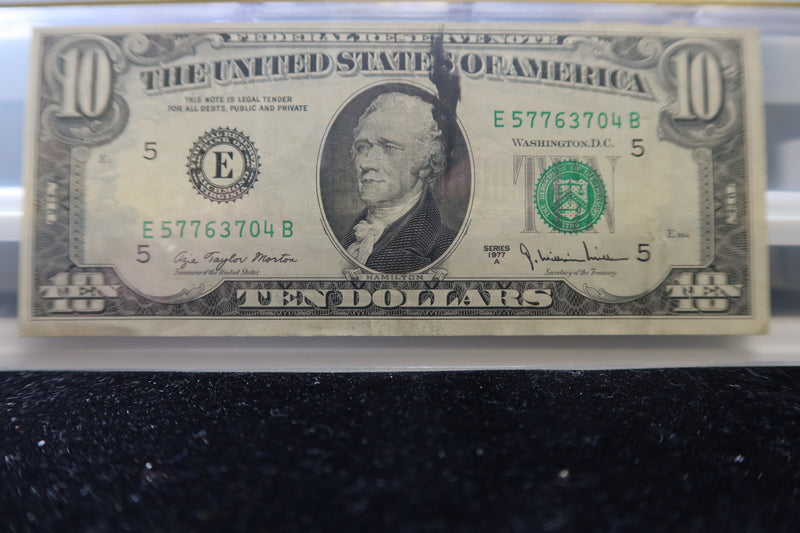 1977-A, $10 Federal Reserve Note, PCGS Graded, Error Note, Store