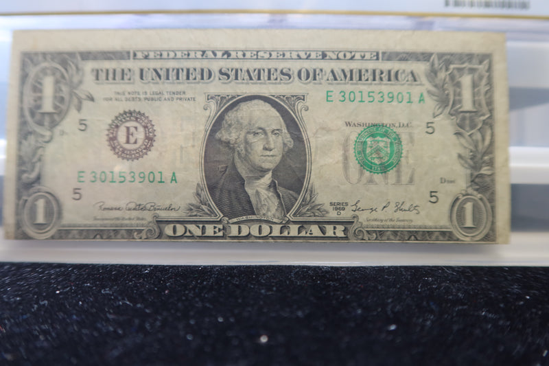 1969-D, $1 Federal Reserve Note, PCGS Graded, Error Note, Store