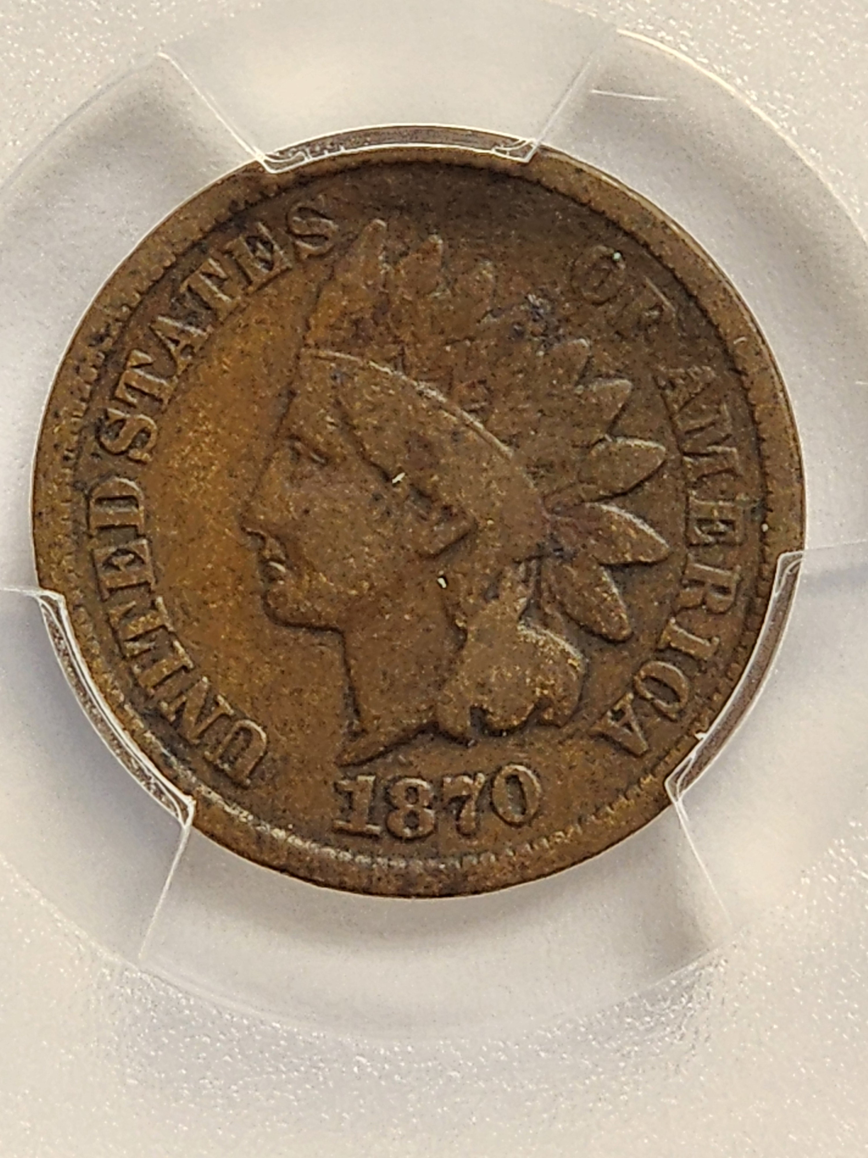 1870 Indian Head Cents, Better Date, PCGS VG-10, Store #CT0626