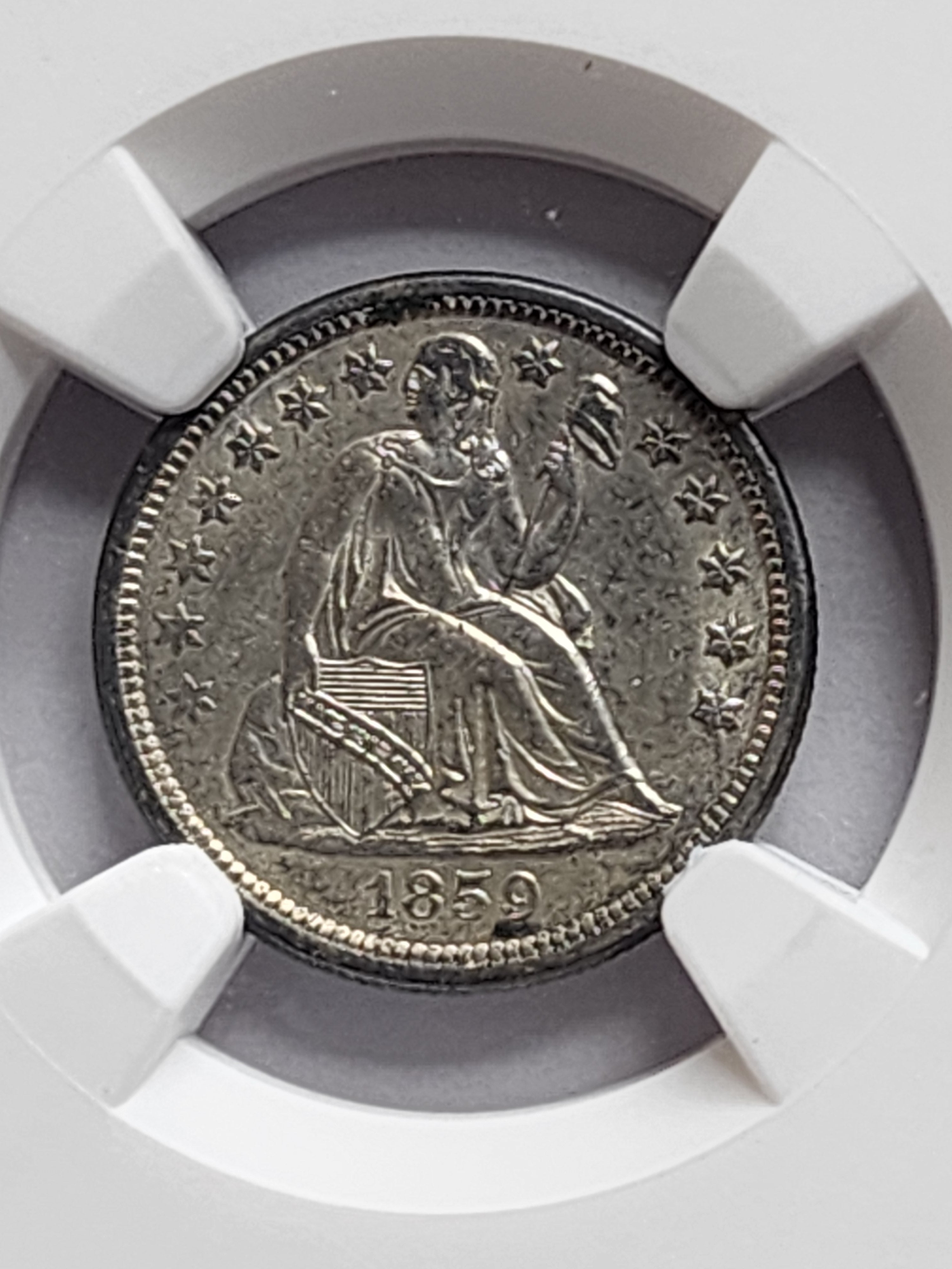 1859 Seated Liberty Silver Dime, NGC Certified AU-58, Store Sale #GDE030.