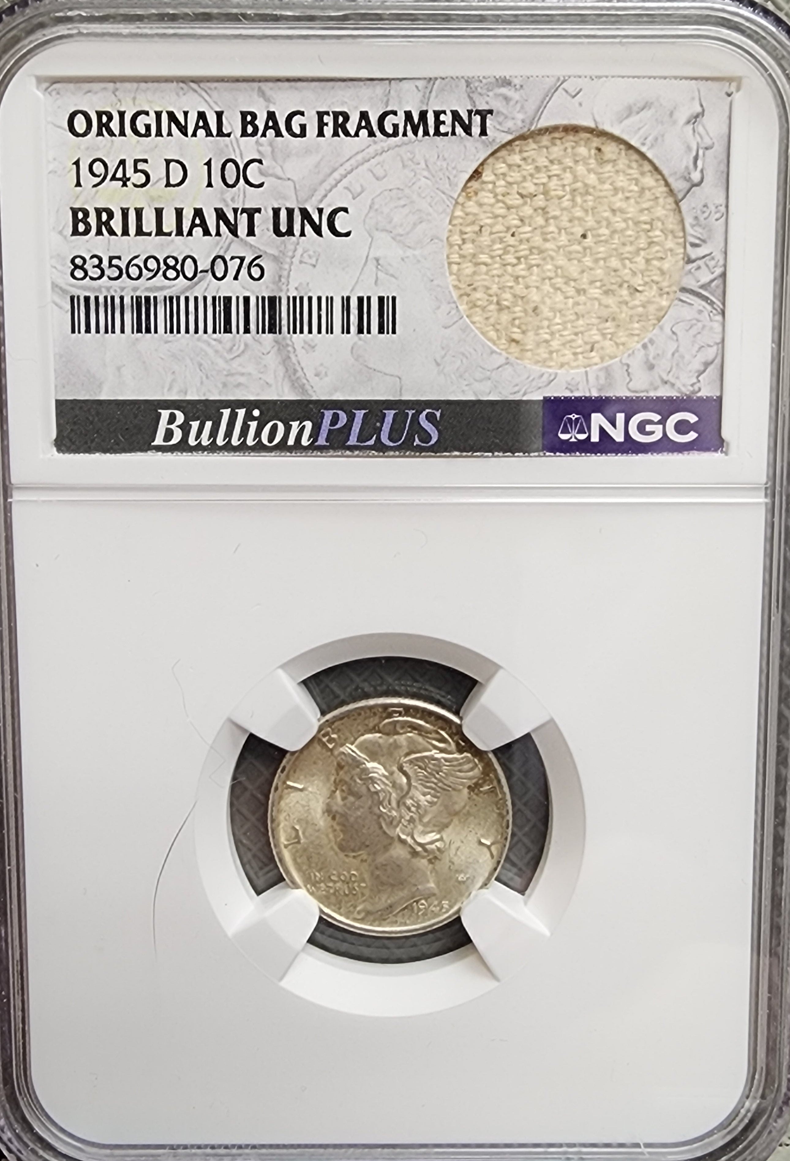 1945-D Mercury Silver Dime, NGC Brilliant Uncirculated, Store #DE0950.