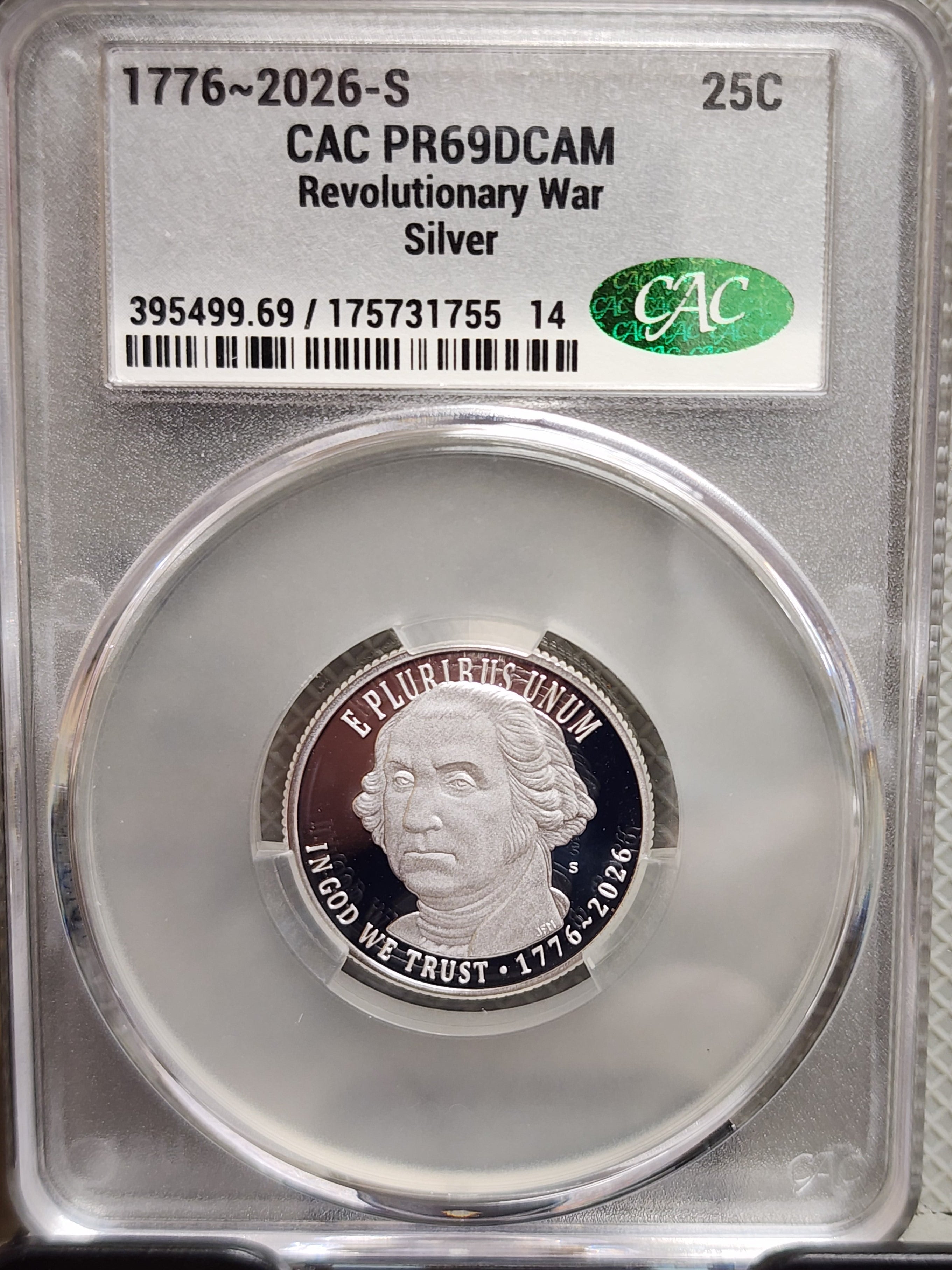 1776-2026-S Silver, Revolutionary War Quarter, CAC PR-69, Store #QR1947.