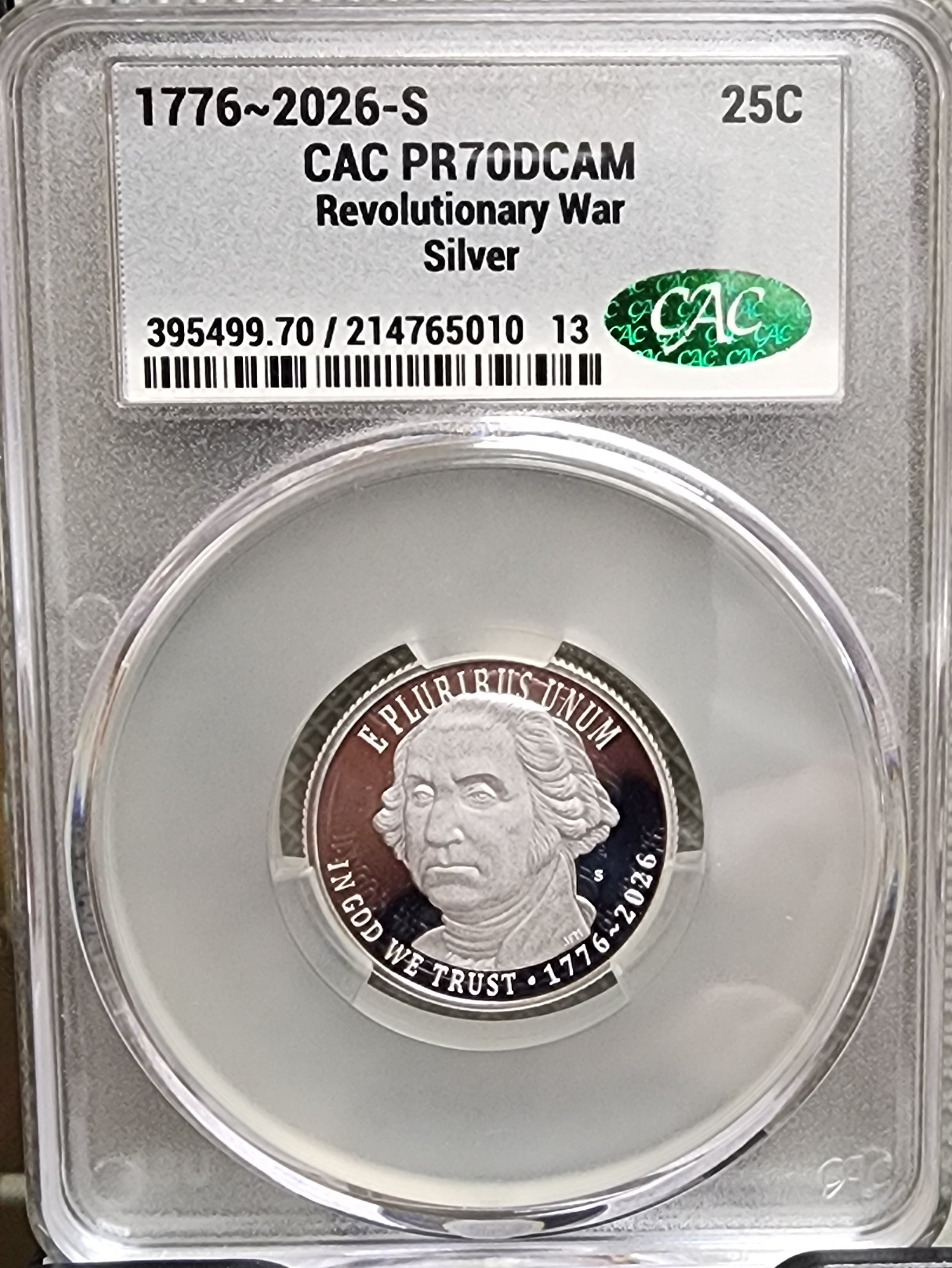 1776-2026-S Silver, Revolutionary War Quarter, CAC PR-70, Store #QR1948.