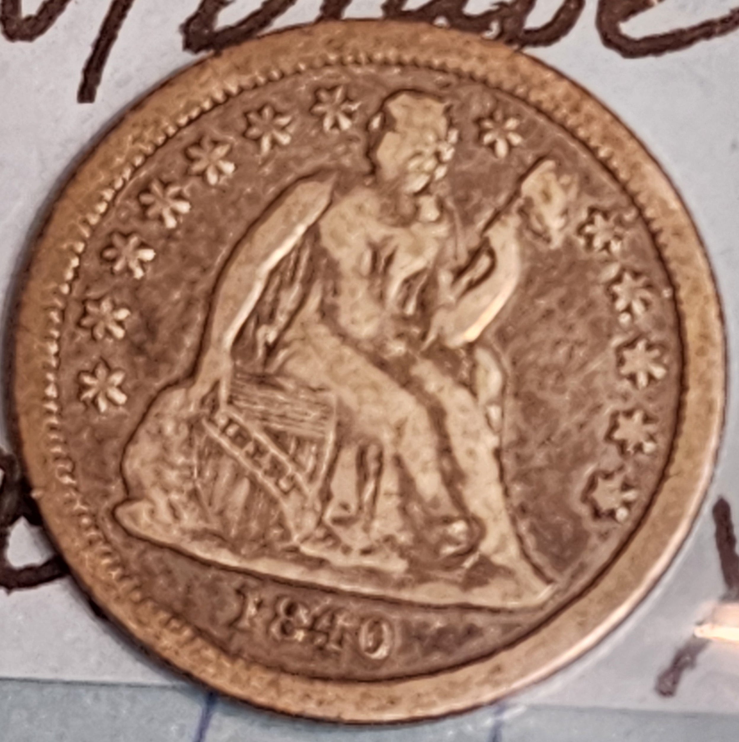 1840 Seated Liberty Dime, With Drape, Circulated Coin, Store Sale #DE678.