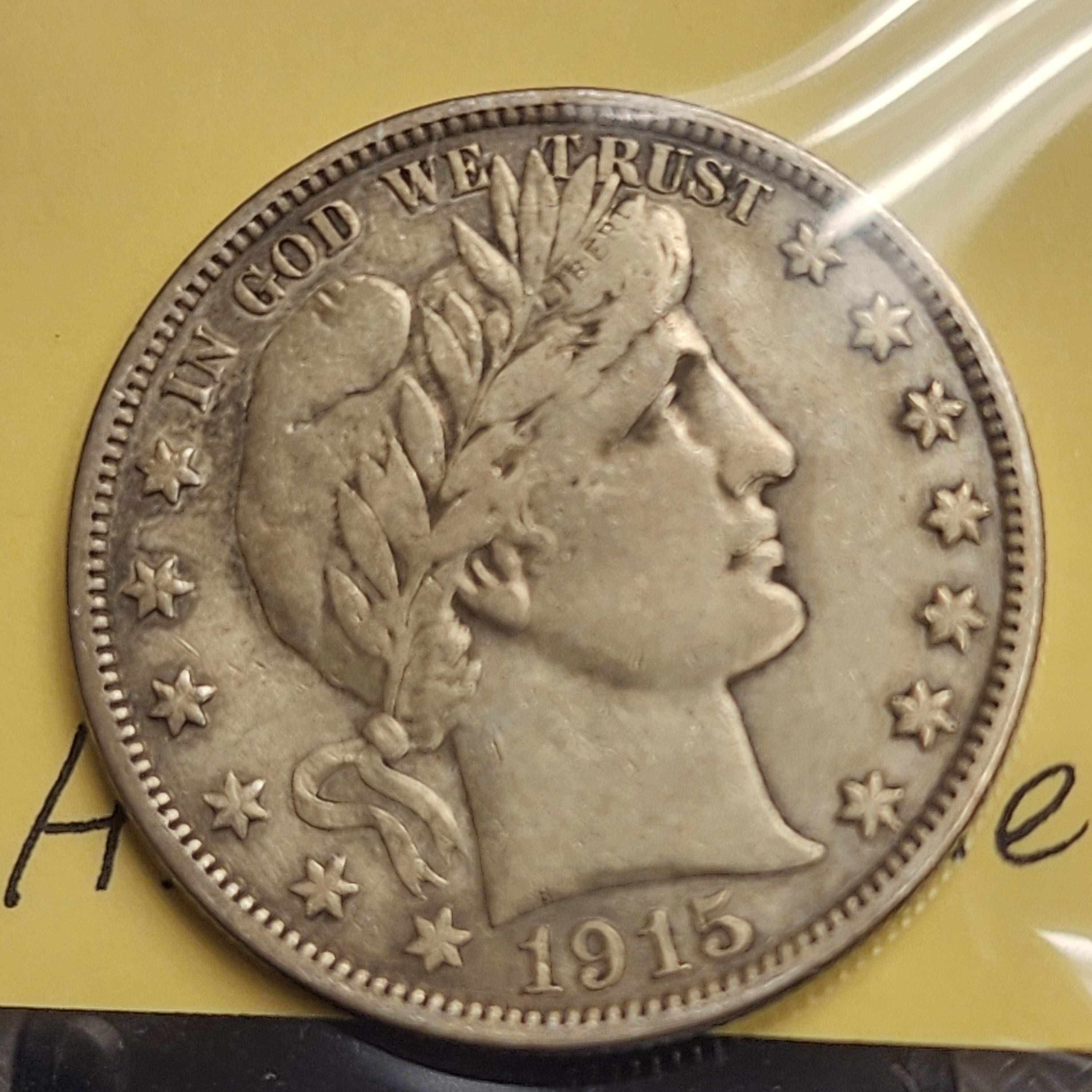 1915-S Barber Silver Half Dollar, Nice VERY Fine Circulated Coin, Store Sale #HR1118.