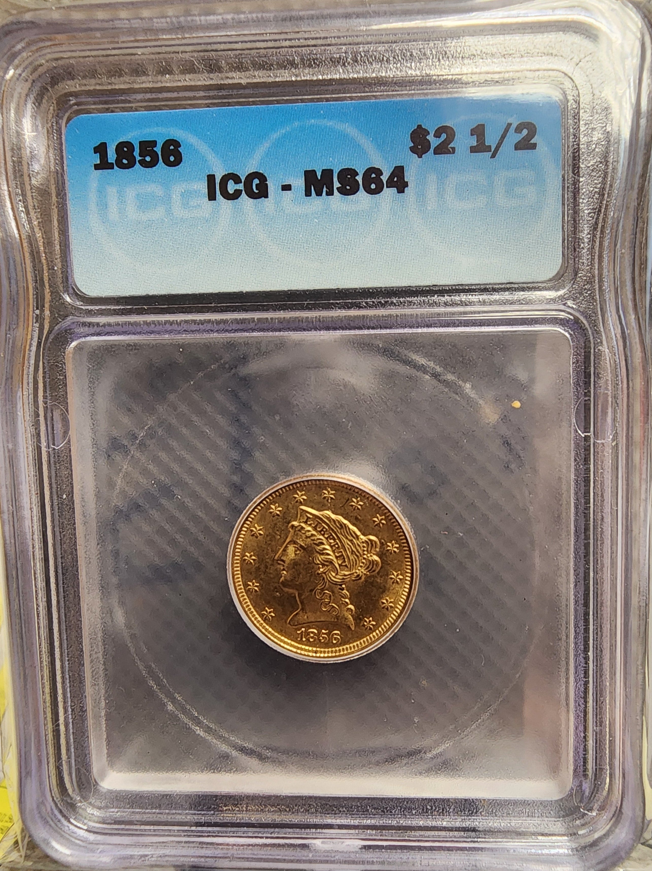 1856 $2.50 Quarter Gold Eagle, ICG MS-64, Gold Coin, Store Sale#G0096.
