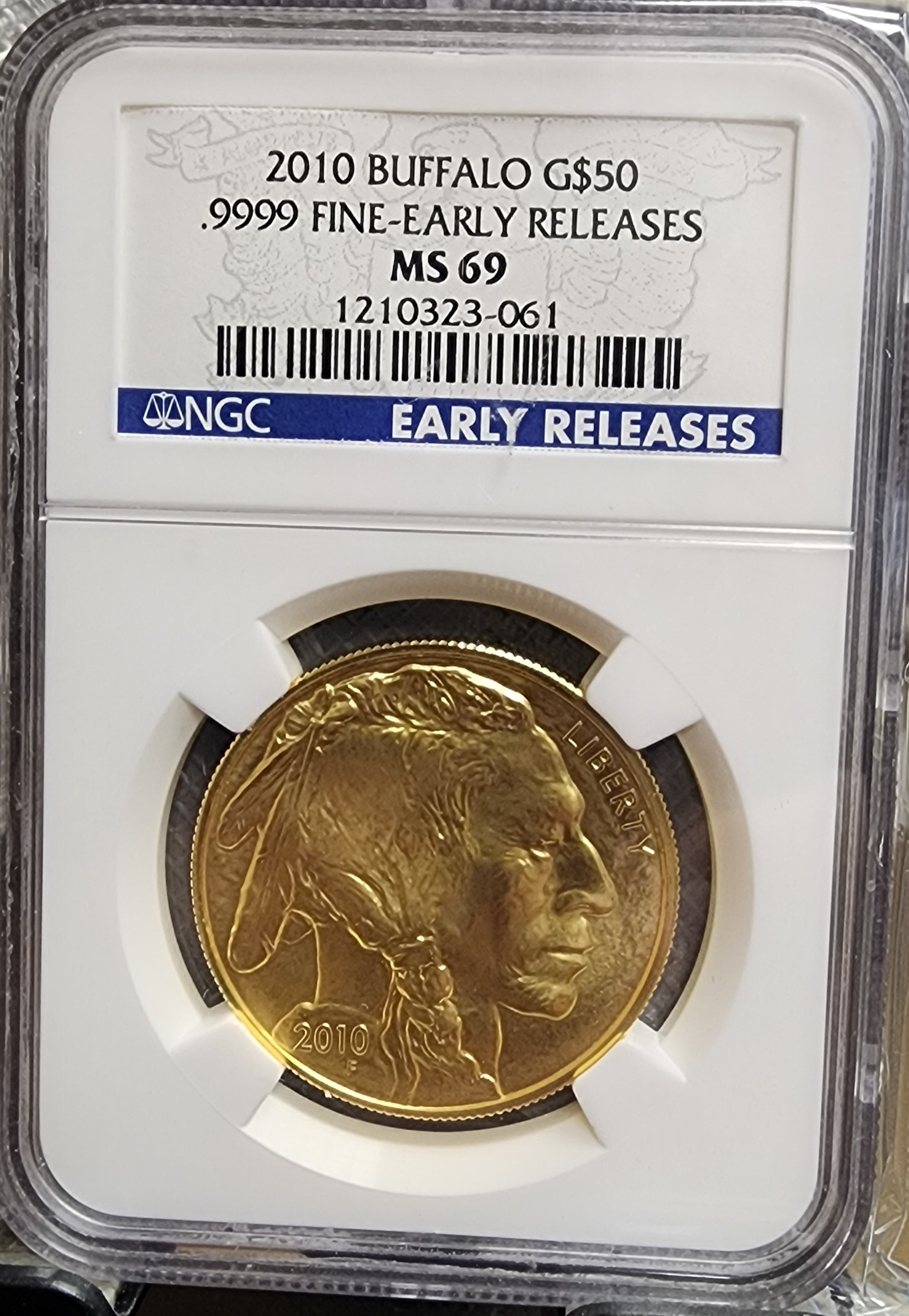 2010 American Gold Buffalo, .9999 gold, 1 troy ounce, NGC MS-69, Store #G004.