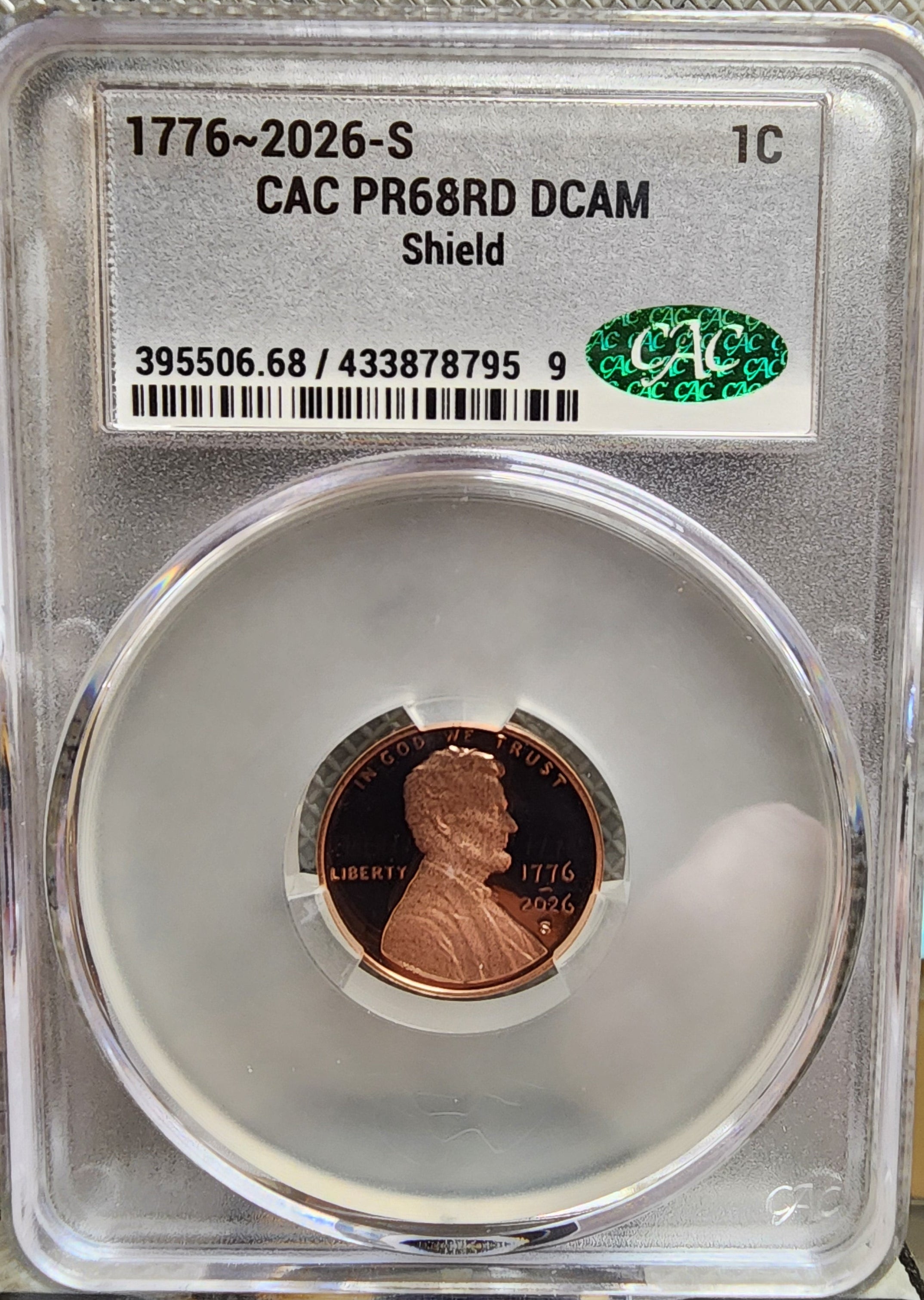 2026-S Lincoln Shield Cents, (1776-2026) CAC PR68 RED, Store #CT1431.