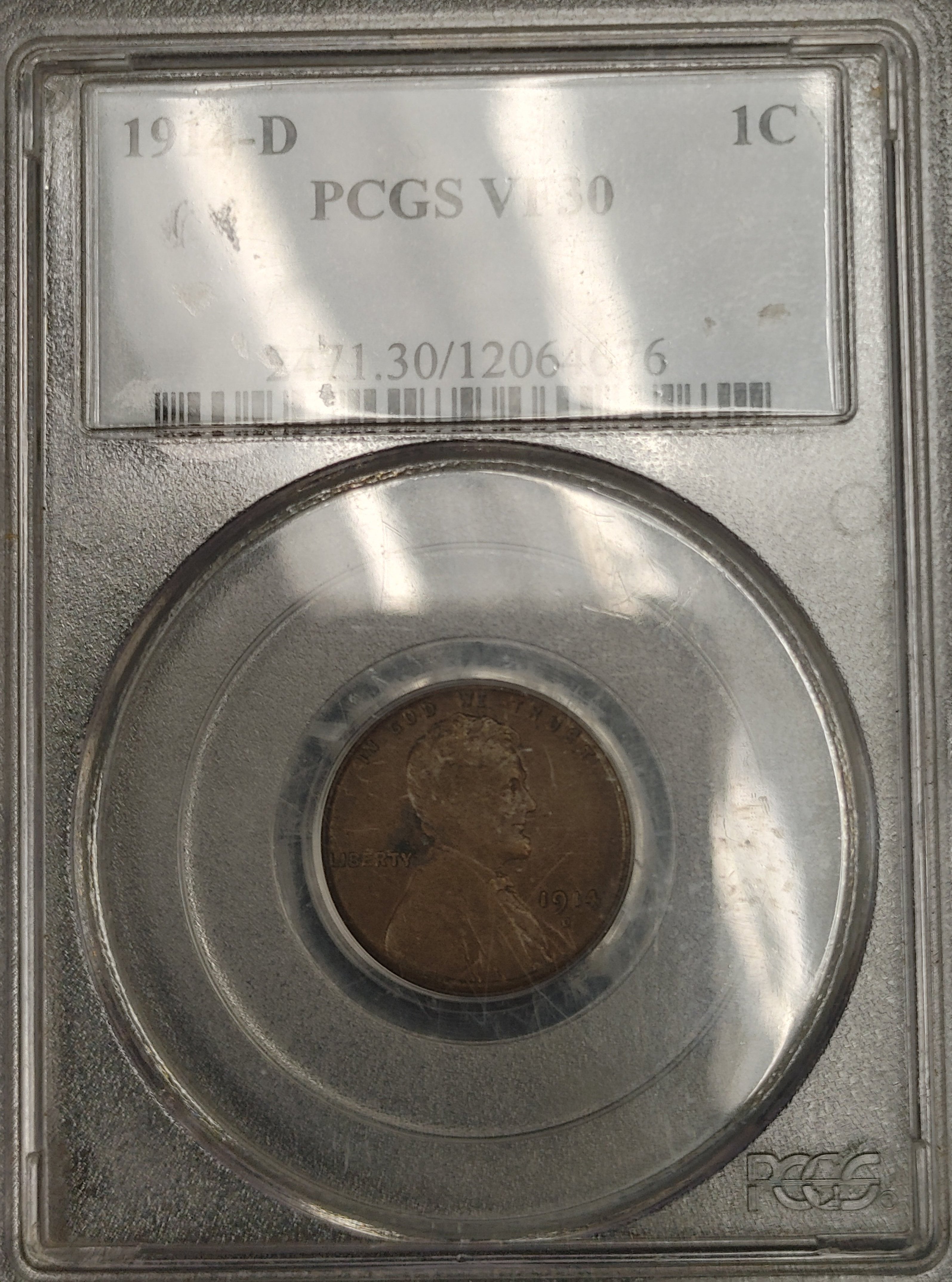 1914-D Lincoln Cent, PCGS Graded VF30., Store #SC914D01