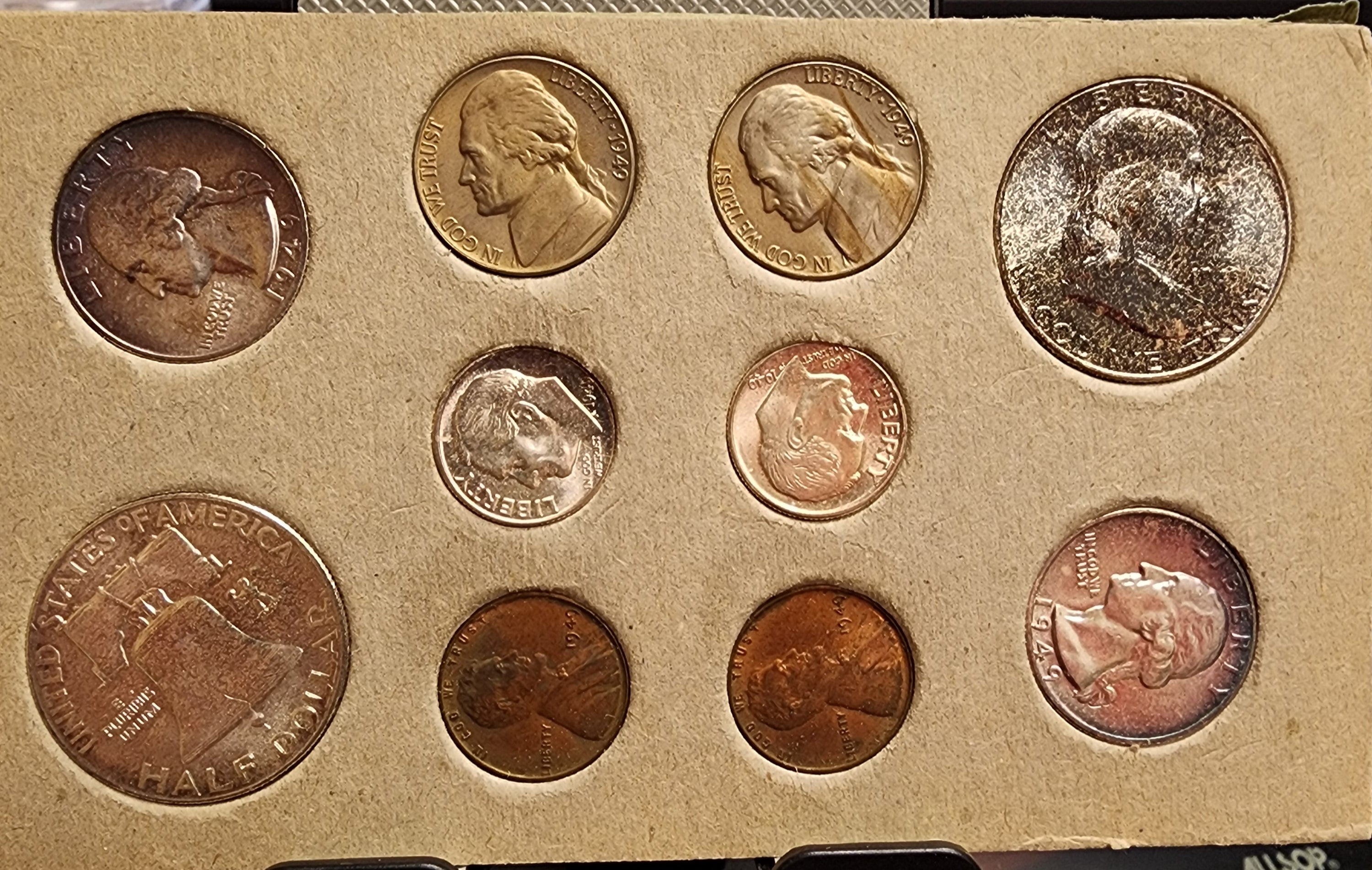 1949 U.S. Mint Set., 3 Card's, In Original U.S. Mint Package. STORE SALE PT0003