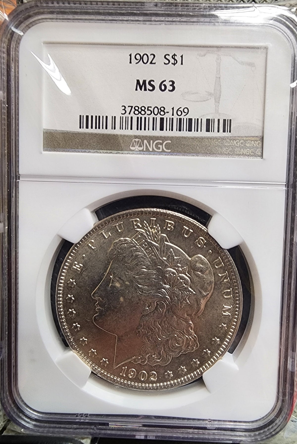 1902 Morgan Silver Dollar, NGC MS-63, Uncirculated Coin, Store #DR0617