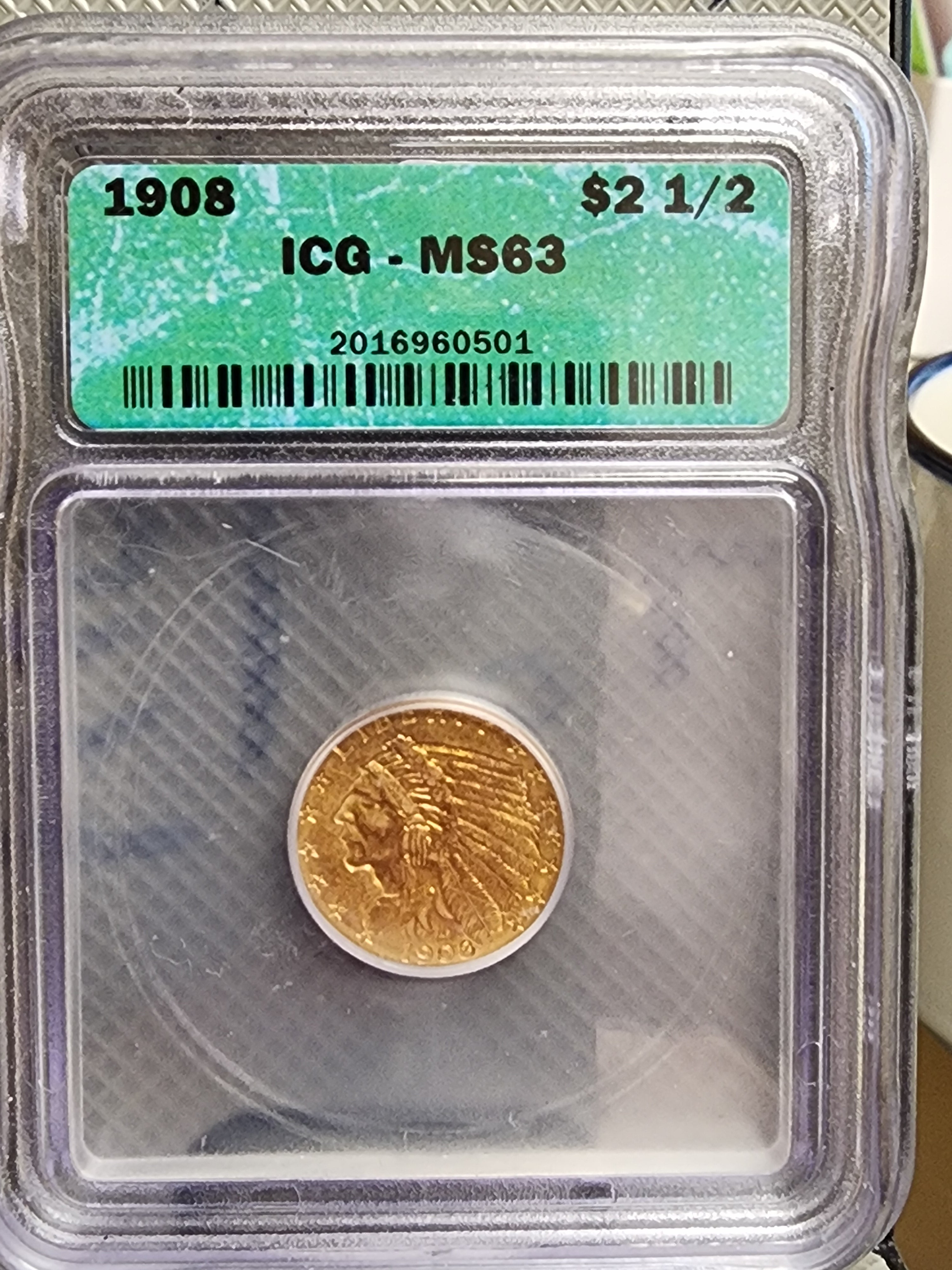 1908 $2.50 Quarter Gold Eagle, ICG MS63, Gold Coin, Store Sale#G0105.