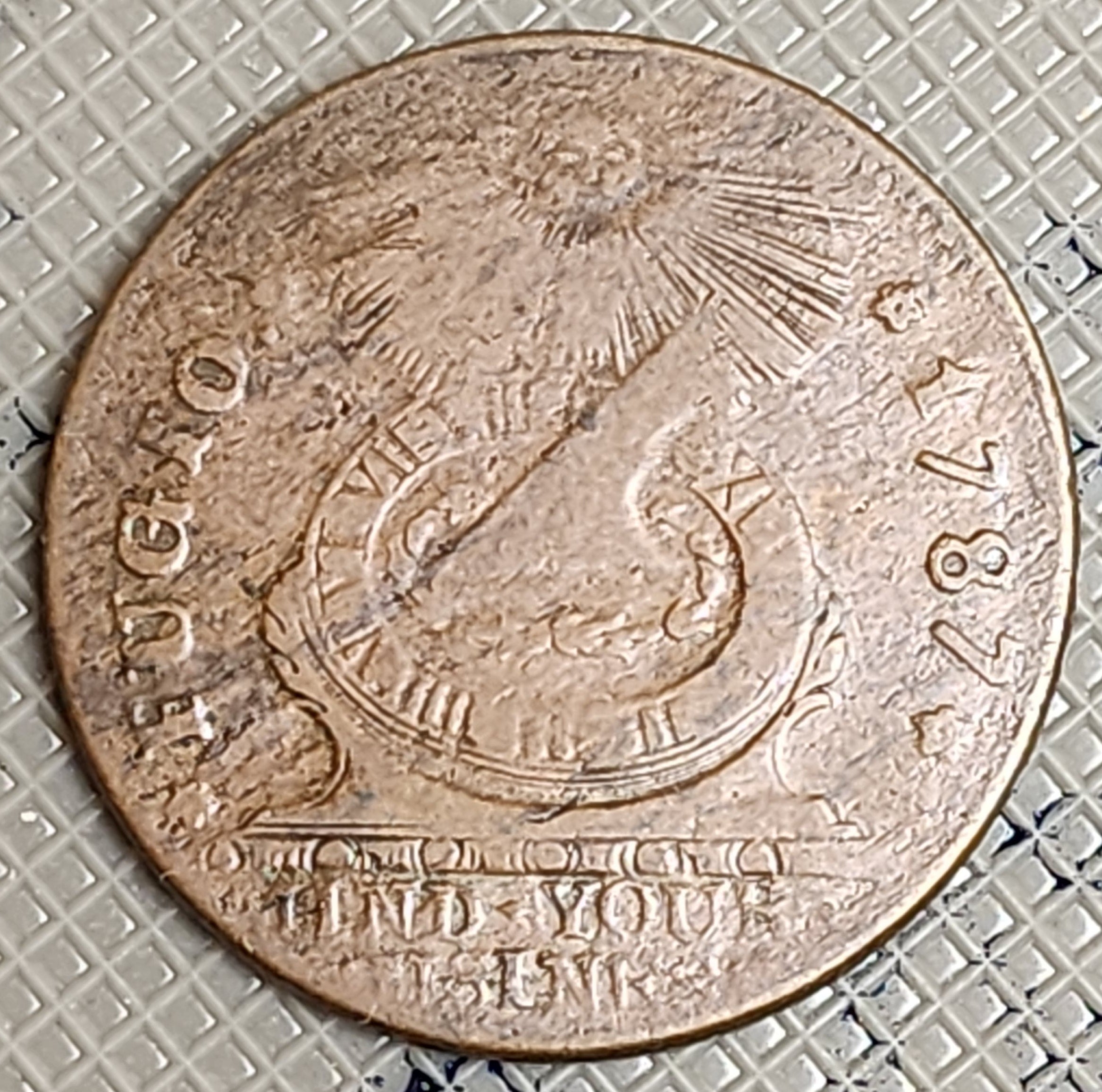 1787 Fugio Cent, Early American Copper. Very Good Circulated Coin. Store #CT1174
