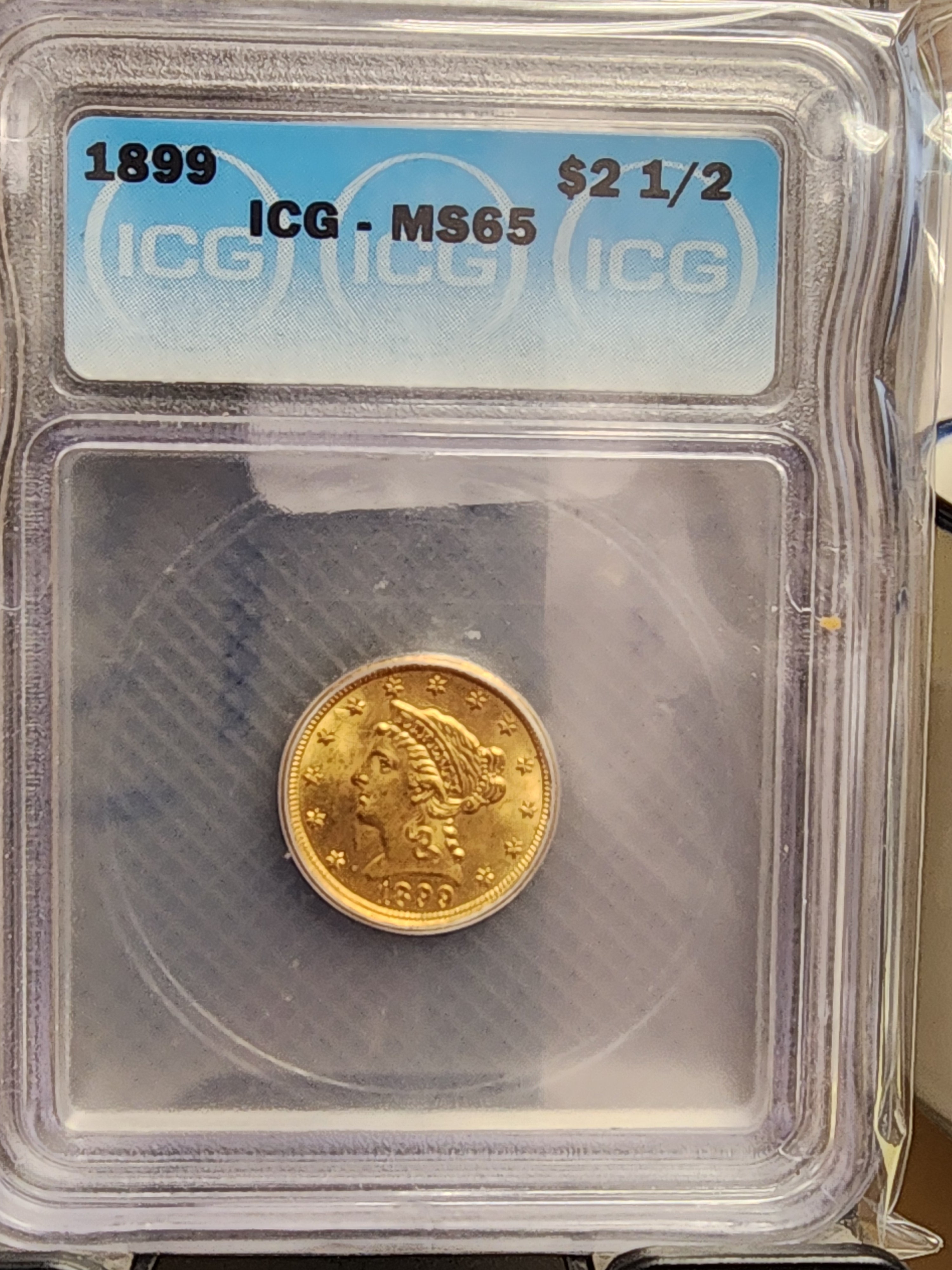1899 $2.50 Quarter Gold Eagle, ICG MS65, Gold Coin, Store Sale#G0101.