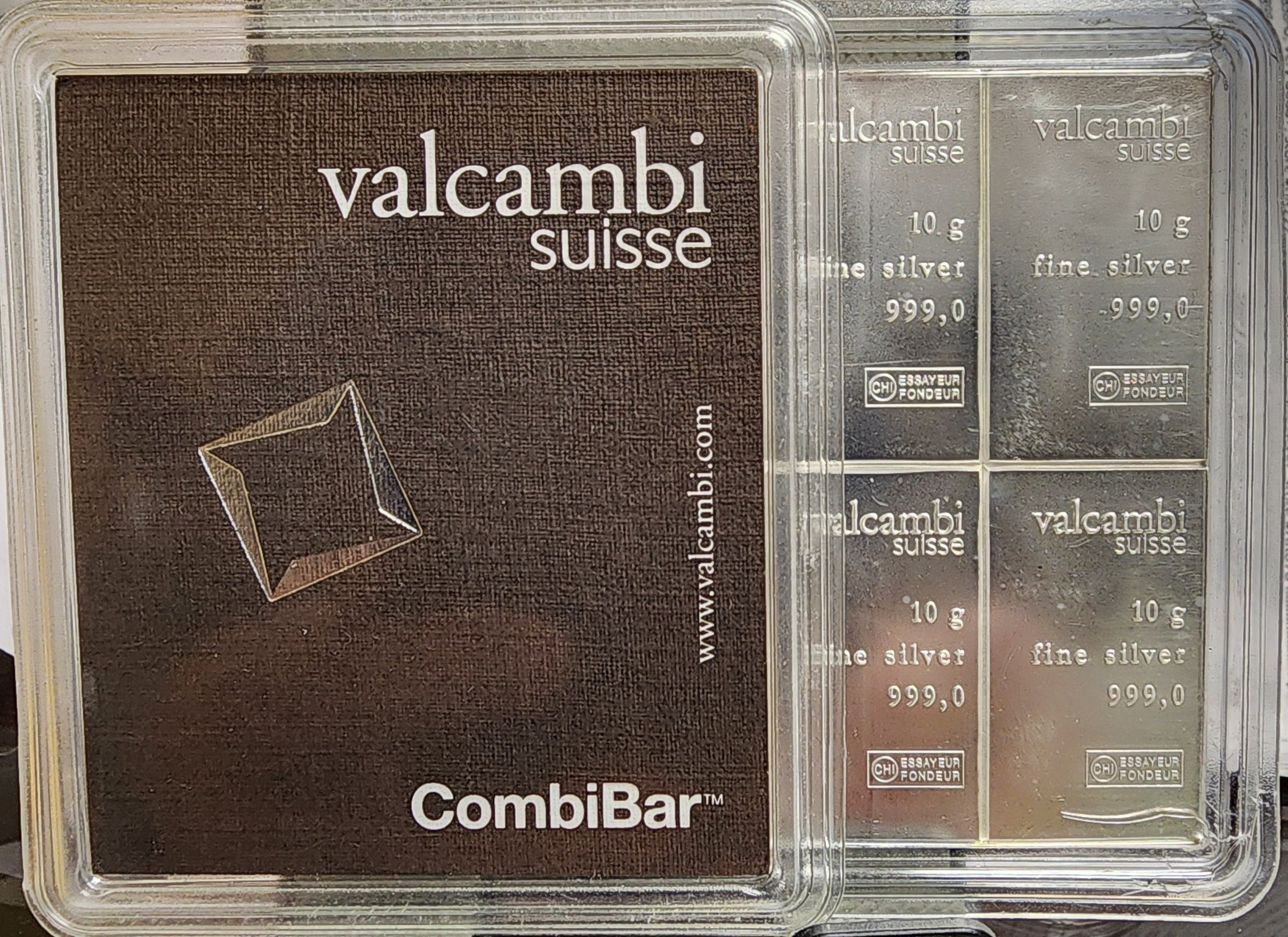 Valcambi Suisse, CombiBar, 100 Grams, 10 each 10 Gram Bar. Store #SR009.
