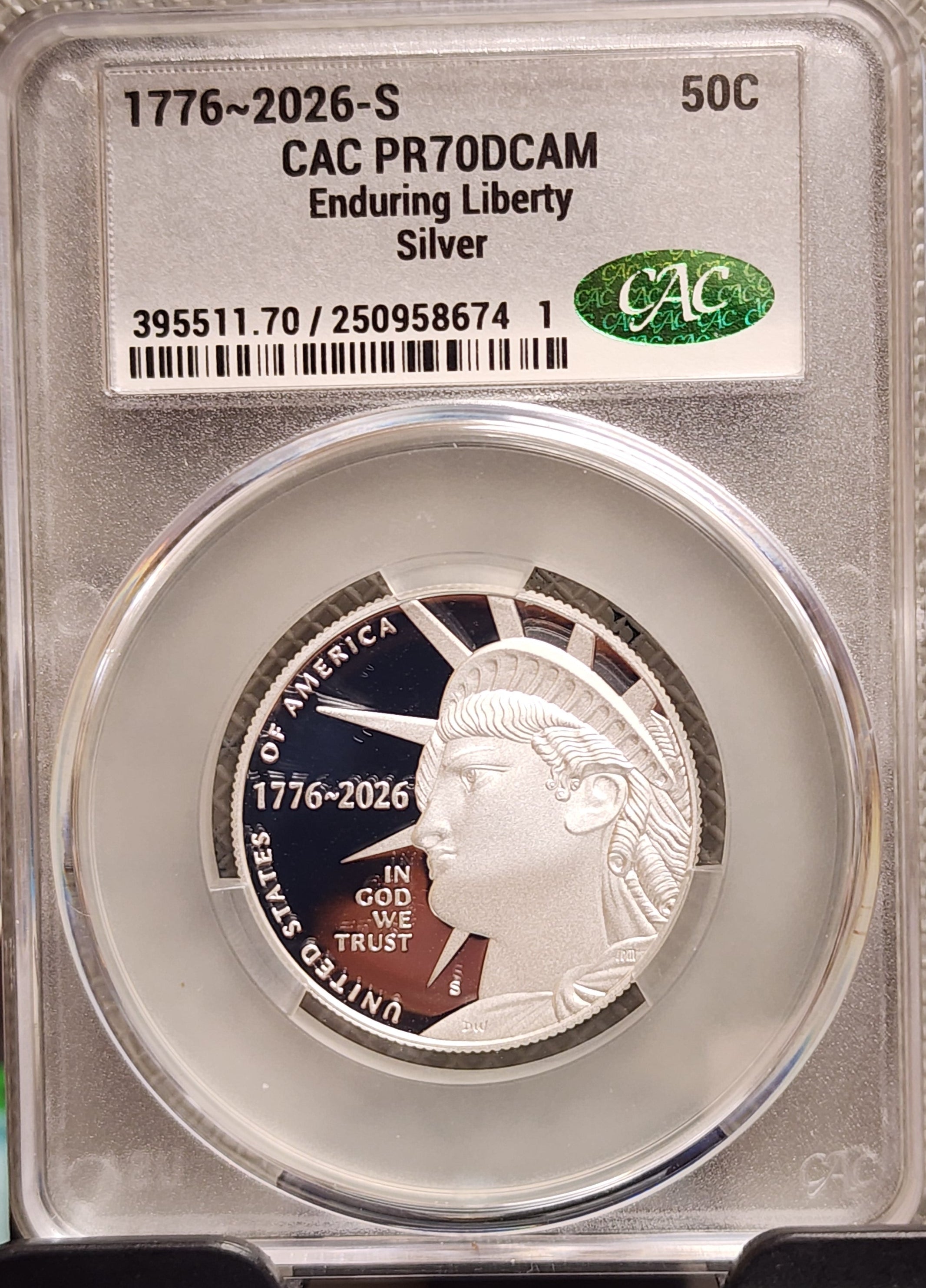 2026-S Enduring Liberty Silver Proof Half Dollar, CAC PR70, Store #HR2036