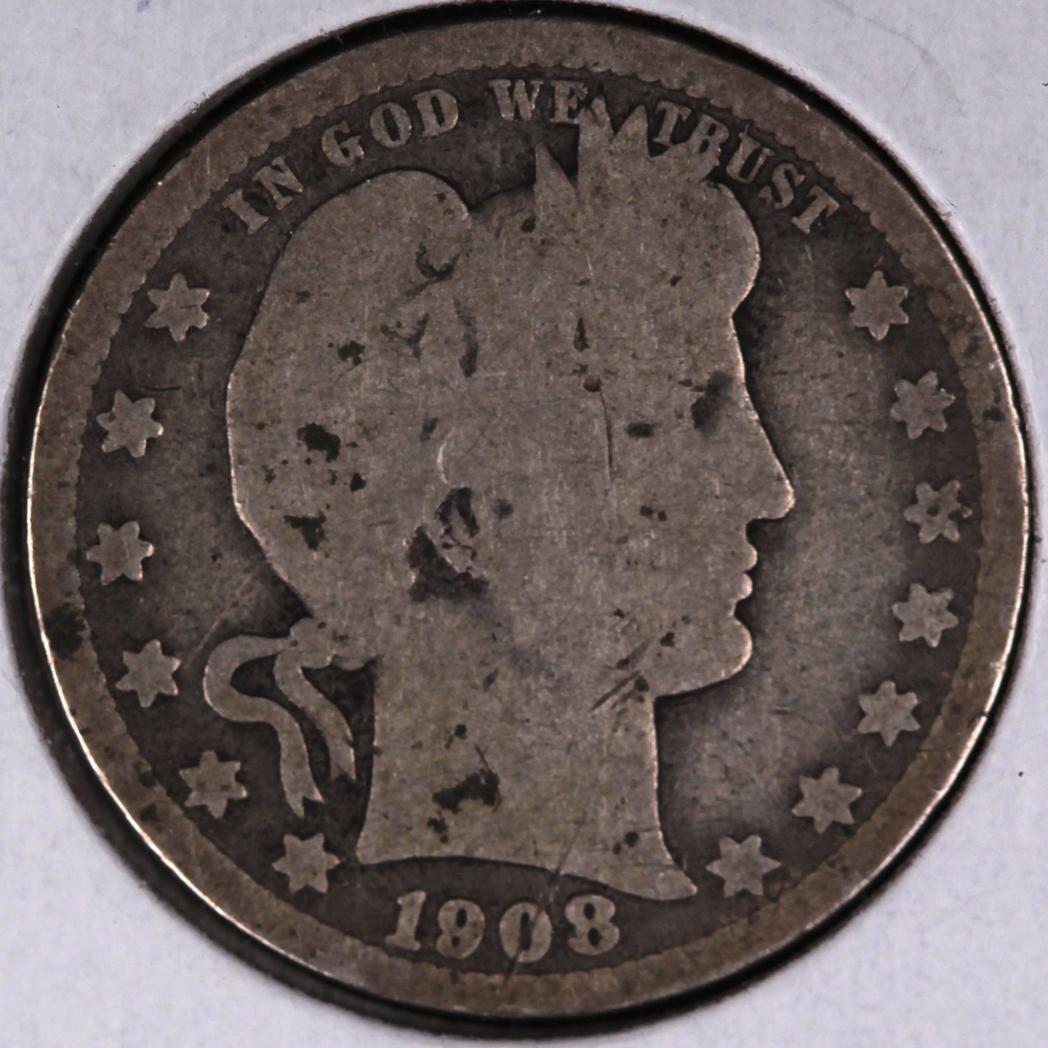 1908-D Barber Quarter, Good Circulated Coin, Store #07868