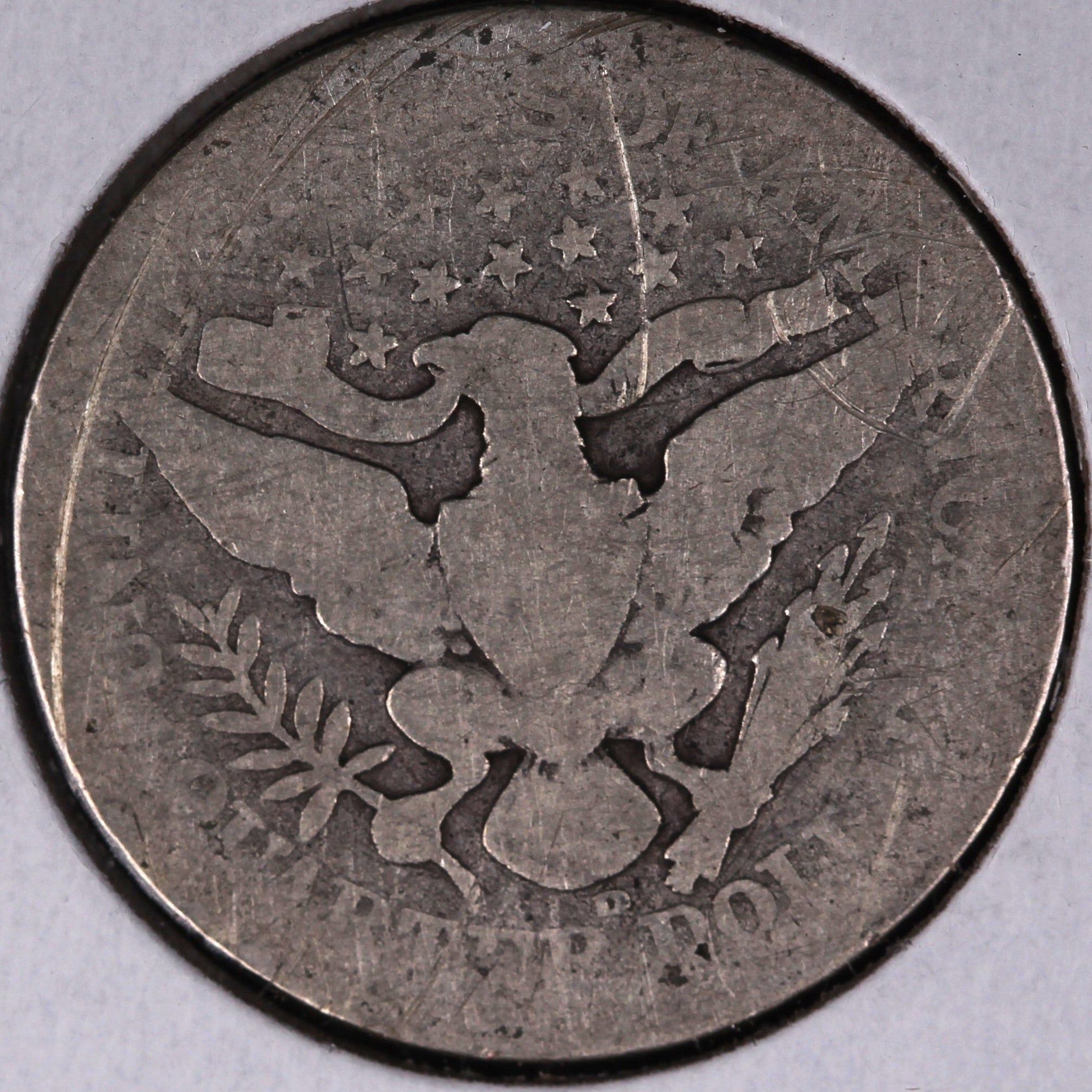 1909-D Barber Silver Quarter, About Good Circulated Coin, Store #QR1521.