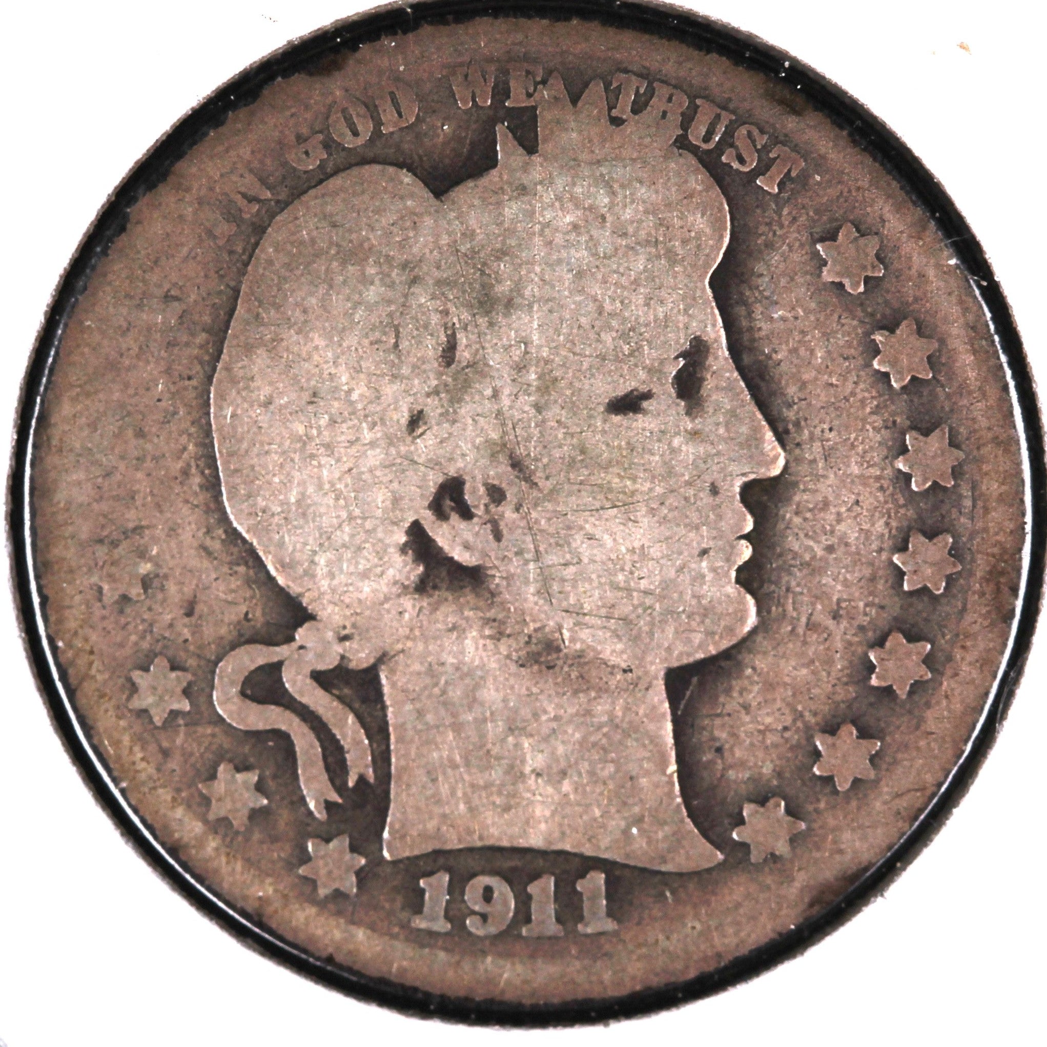 1911 Barber Silver Quarter, About Good Circulated Coin, Store #QR1527