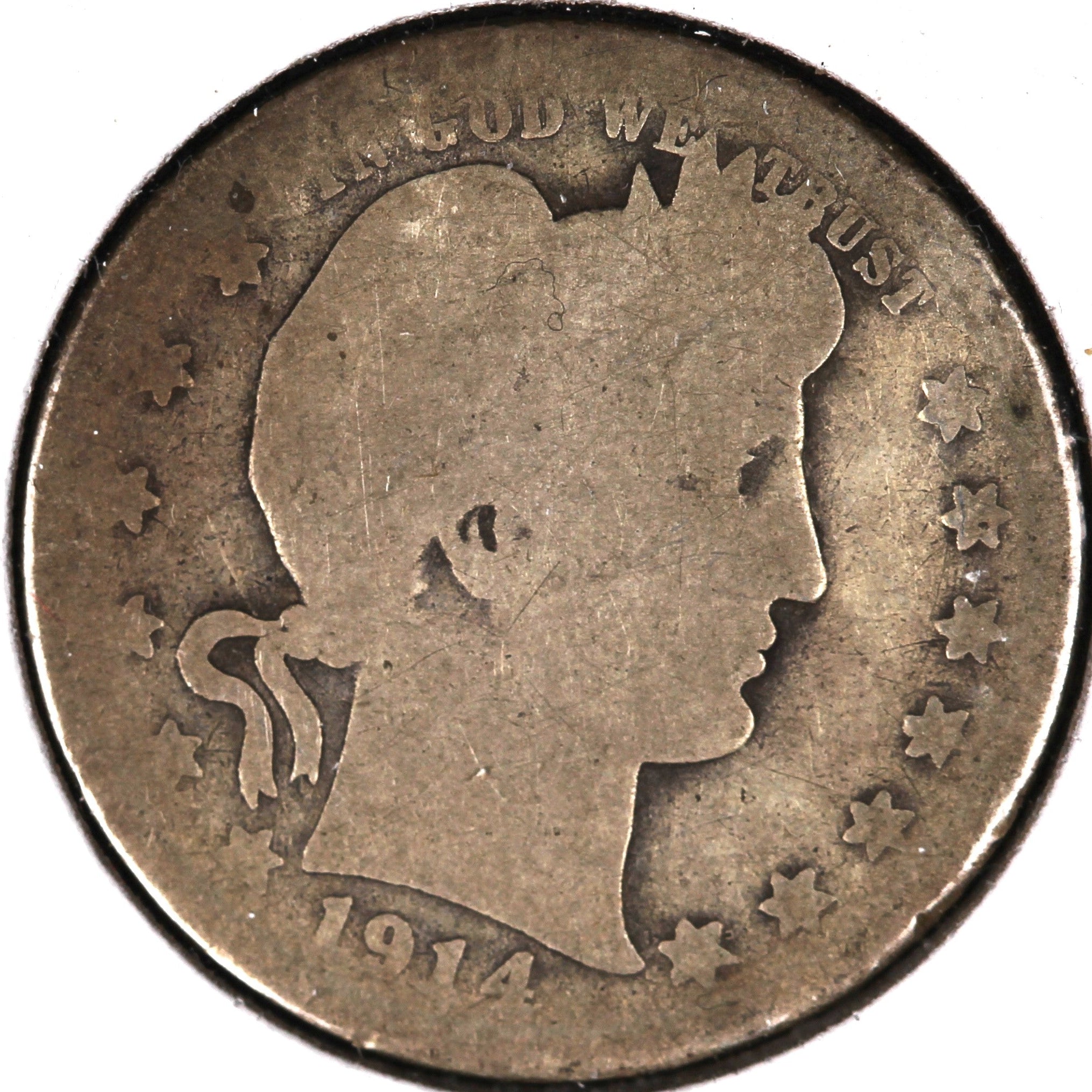 1914-S Barber Quarter, Key Date, About Good Circulated Coin, Store # 07990