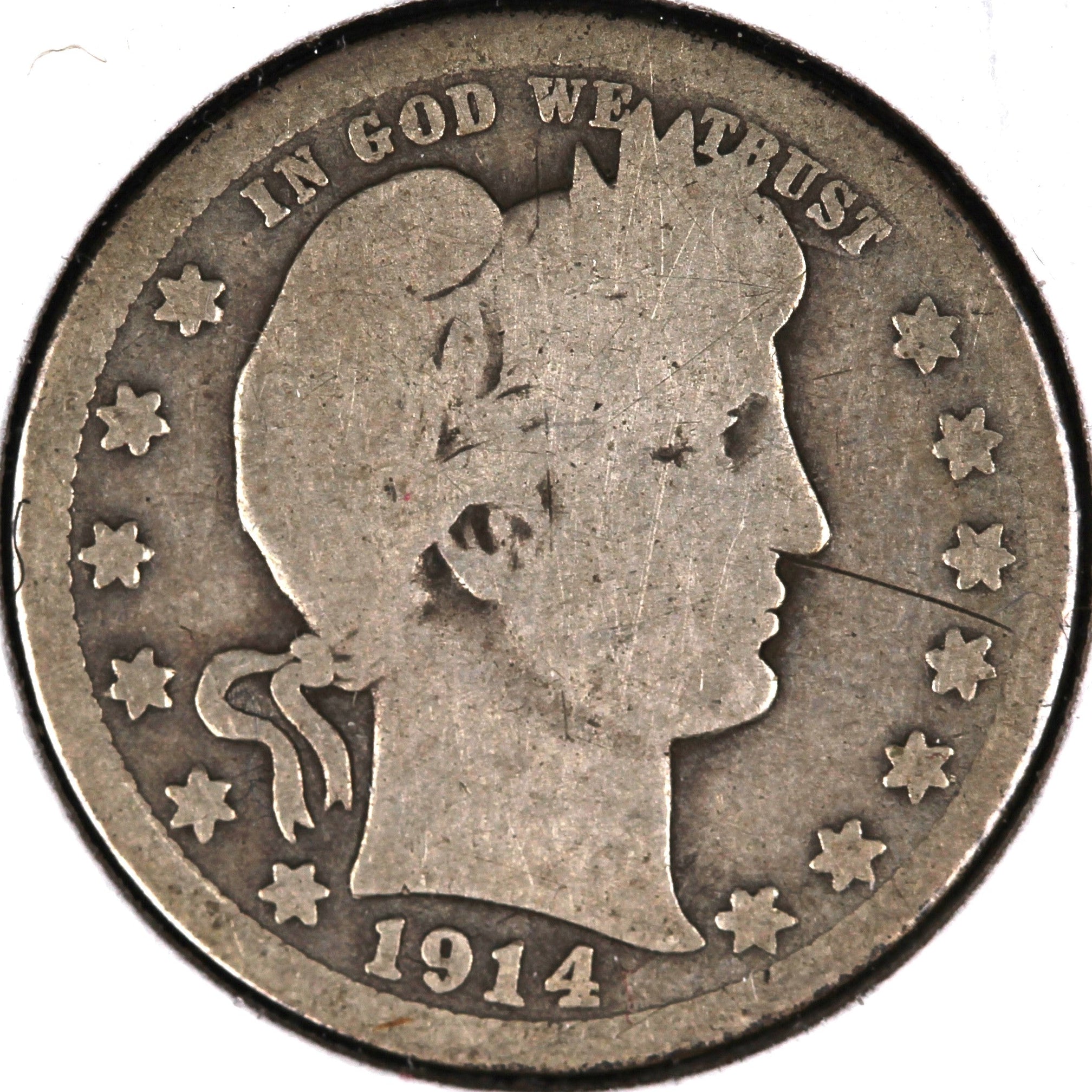 1914-S Barber Quarter, Key Date, Good Circulated Coin, Store #07992